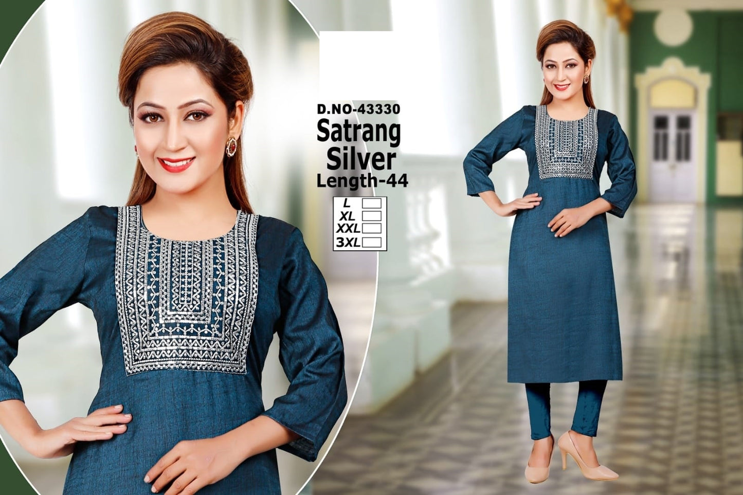 Satrang Zoya Two Tone Straight Cut Kurtis