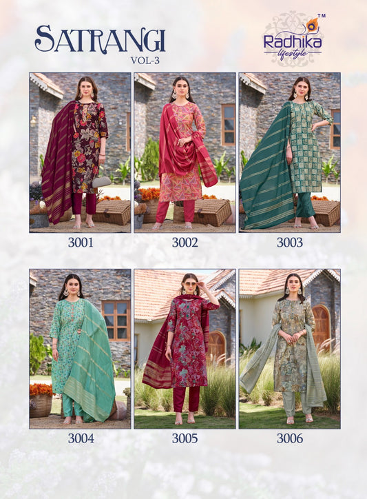 Satrangi Vol 3 Radhika Lifestyle Modal Chanderi Readymade Pant Style Suits