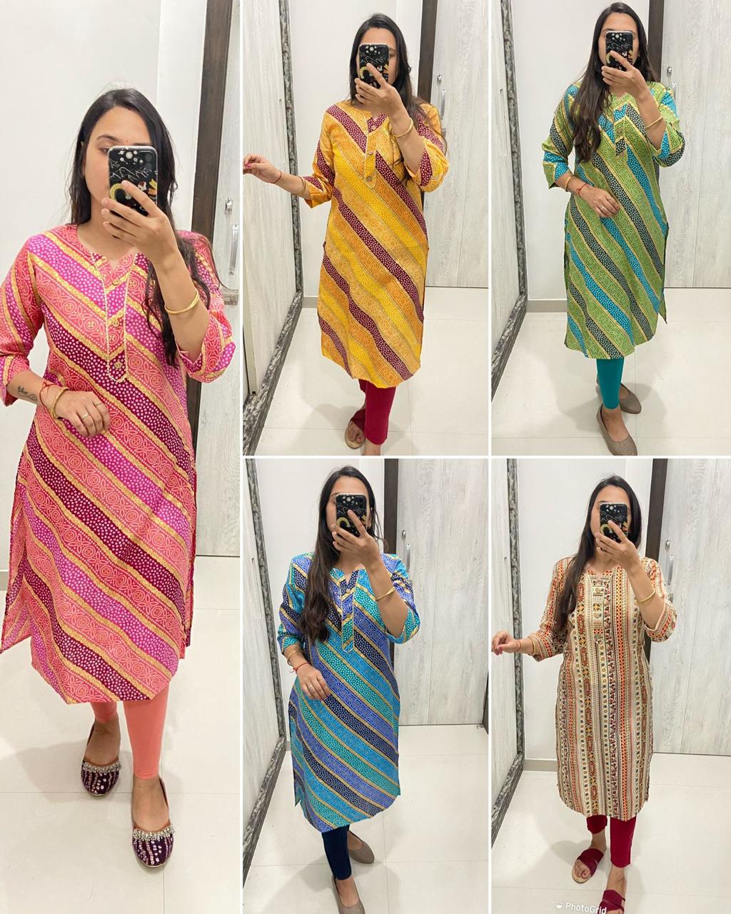 Selfie Lehariya Bluehills Cotton Straight Cut Kurtis