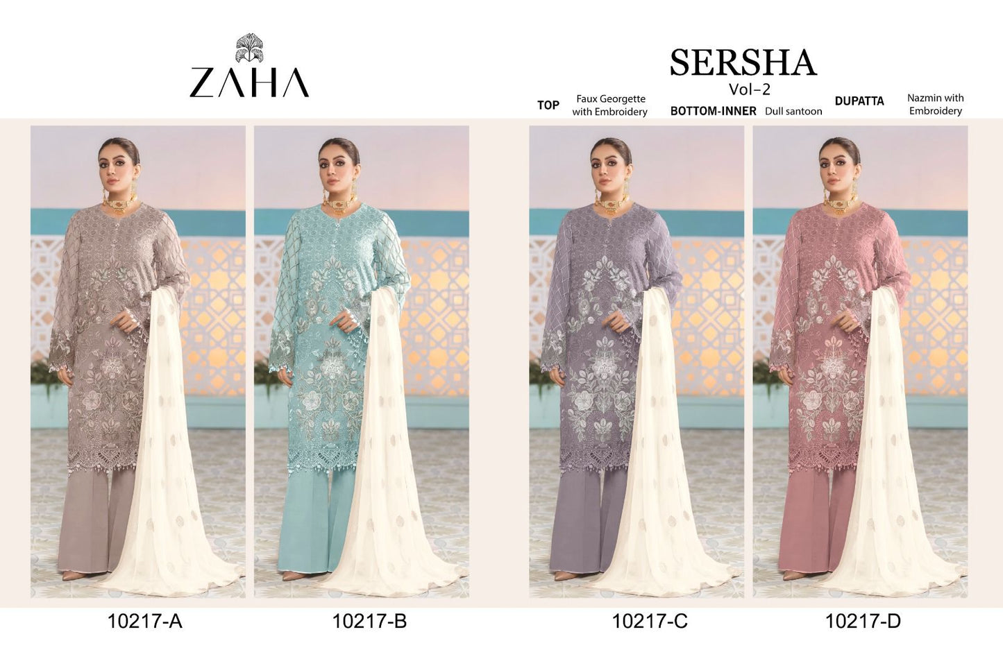 Sersha Vol 2-10217 Zaha Fox Georgette Pakistani Salwar Suits