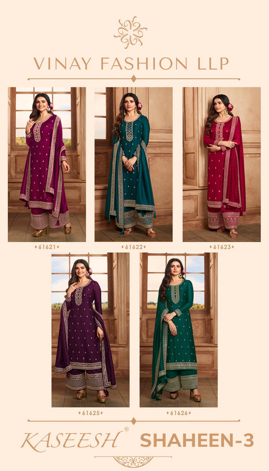 Shaheen-3-Hitlist Vinay Fashion Llp Silk Georgette Plazzo Style Suits