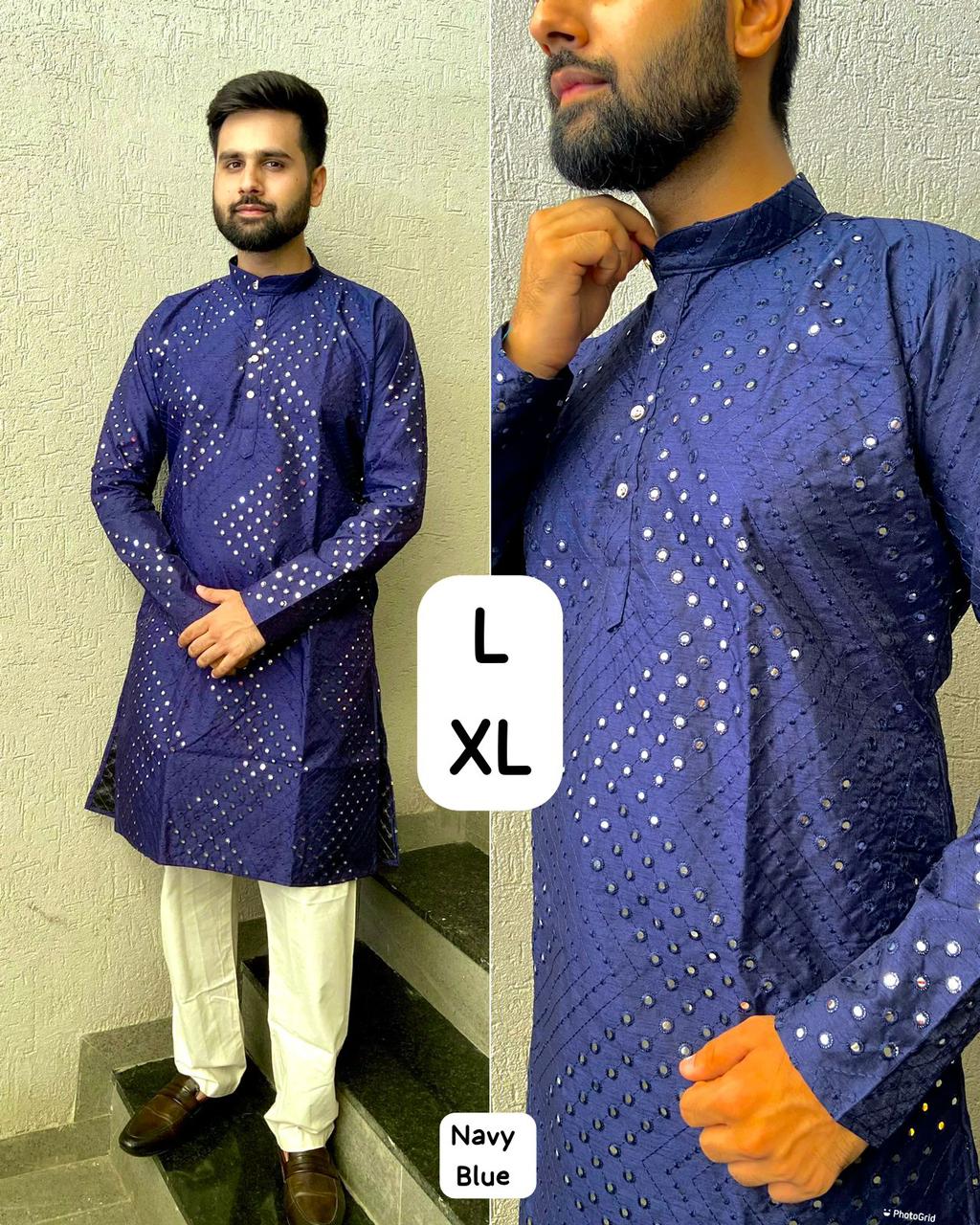 Shandaar Bluehills Silk Mens Kurta Pajama