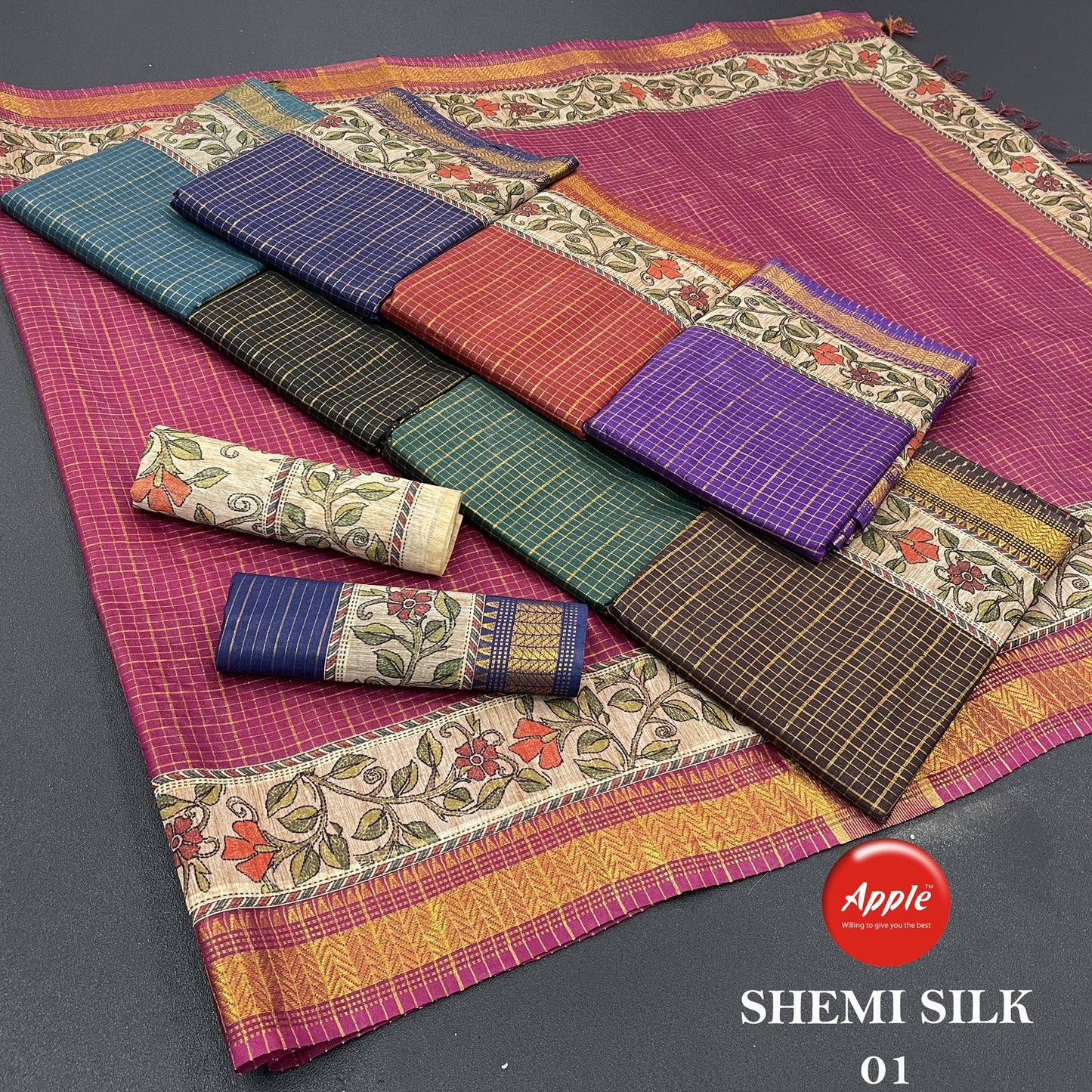 Shemi Silk-1-2-3-4 Apple Sarees