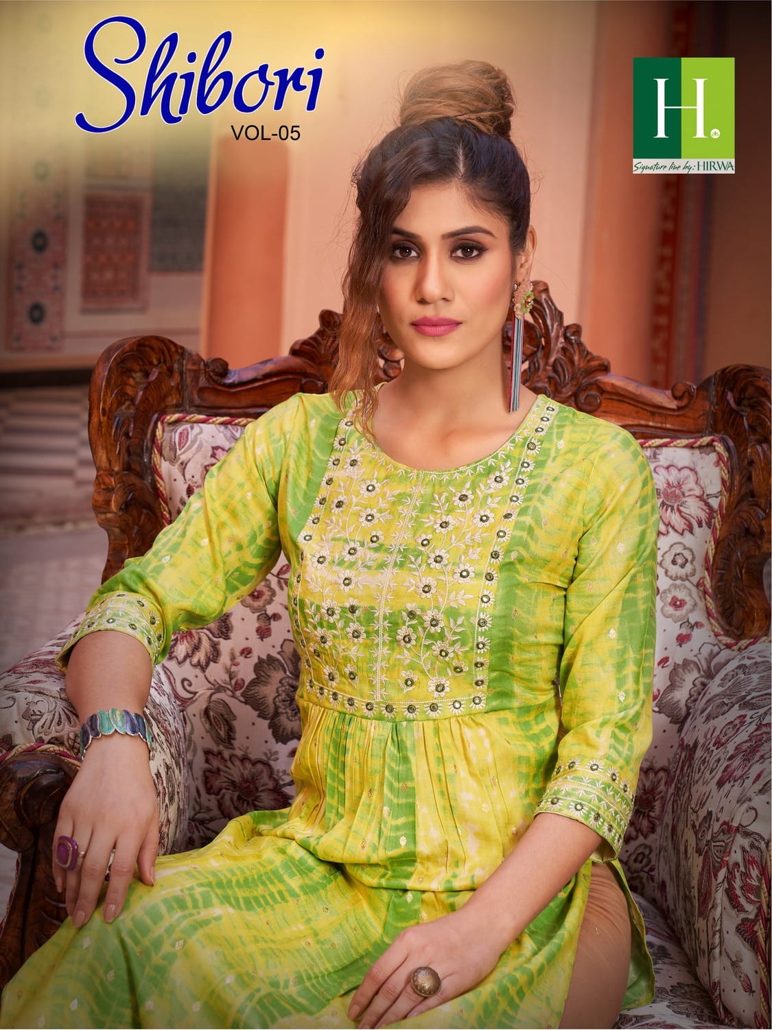 Shibori Vol 5 H Dot Rayon Naira Cut Kurtis