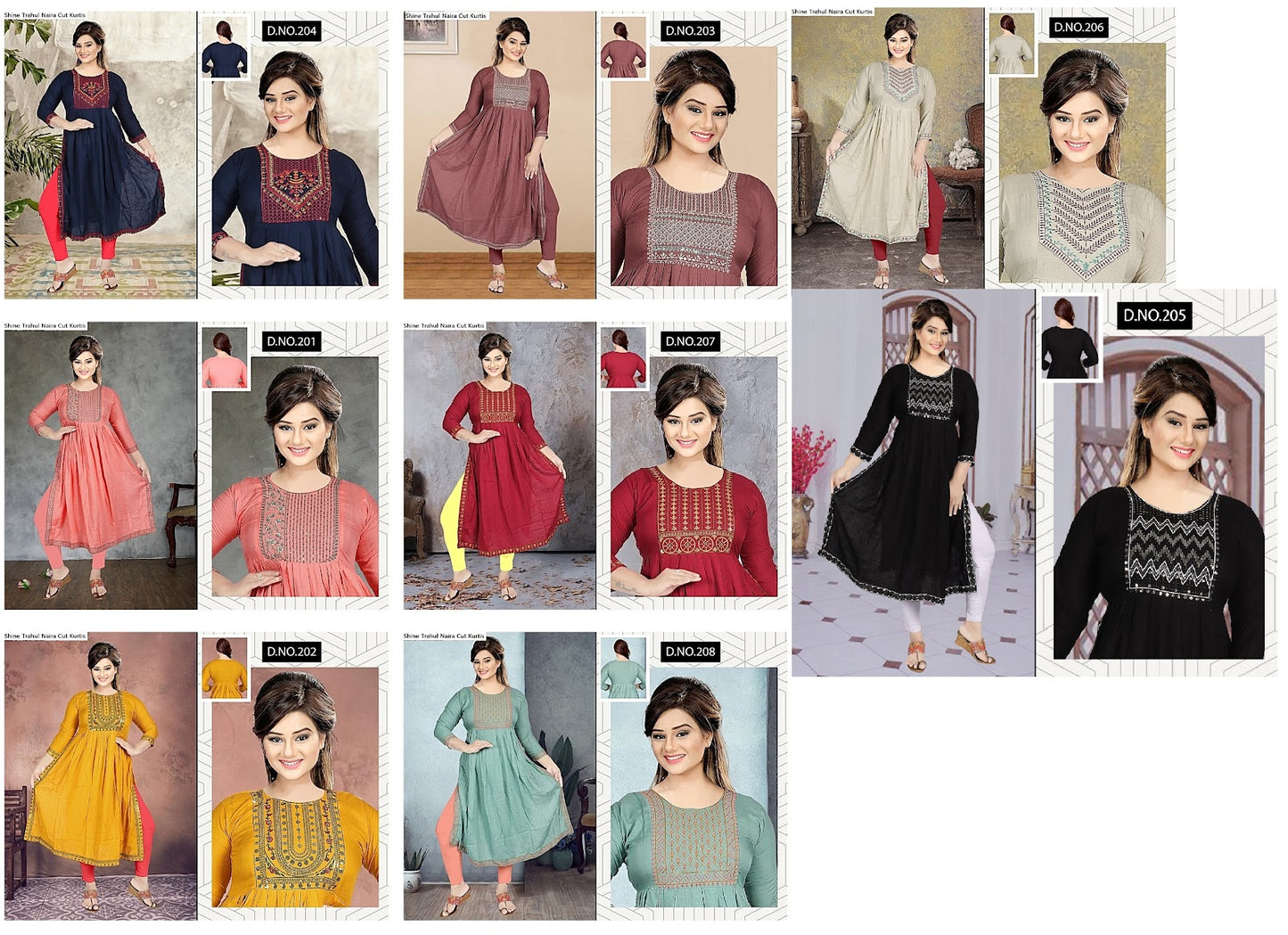 Shine Trahul Rayon Naira Cut Kurtis