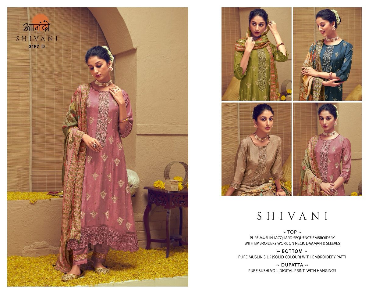 Shivani 3167 Jay Vijay Muslin Jacquard Pant Style Suits