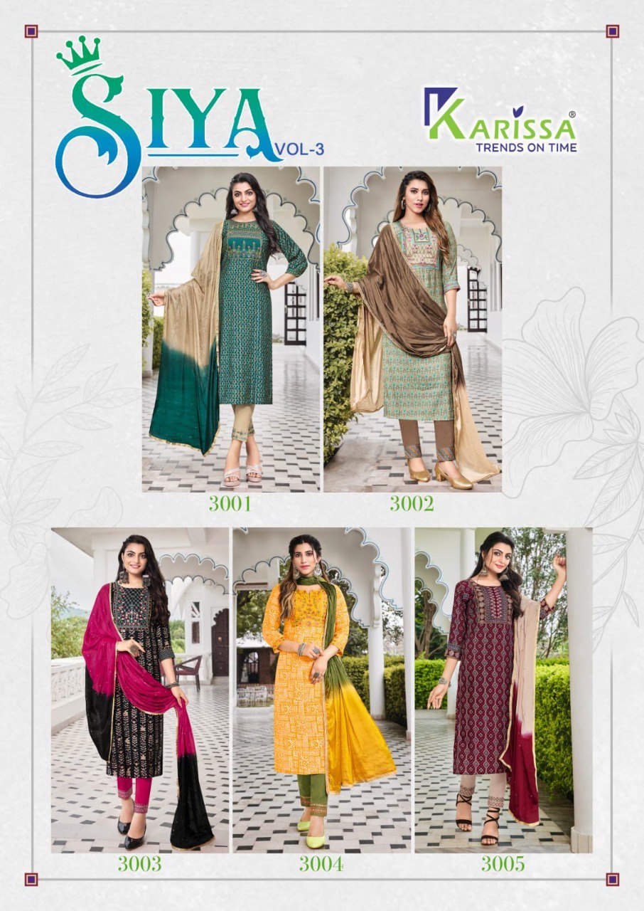 Siya Vol 3 Karissa Cotton Readymade Pant Style Suits
