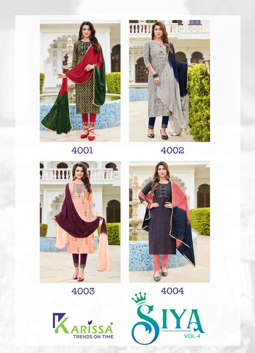 Siya Vol 4 Karissa Cotton Readymade Pant Style Suits