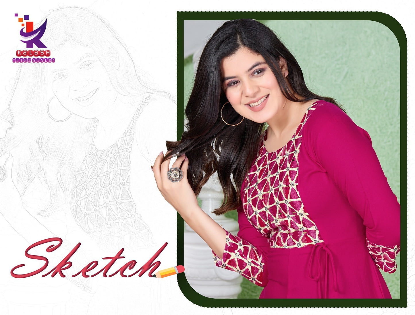 Sketch Mlm Kalash Lifestyle Rayon 14Kg Anarkali Kurtis