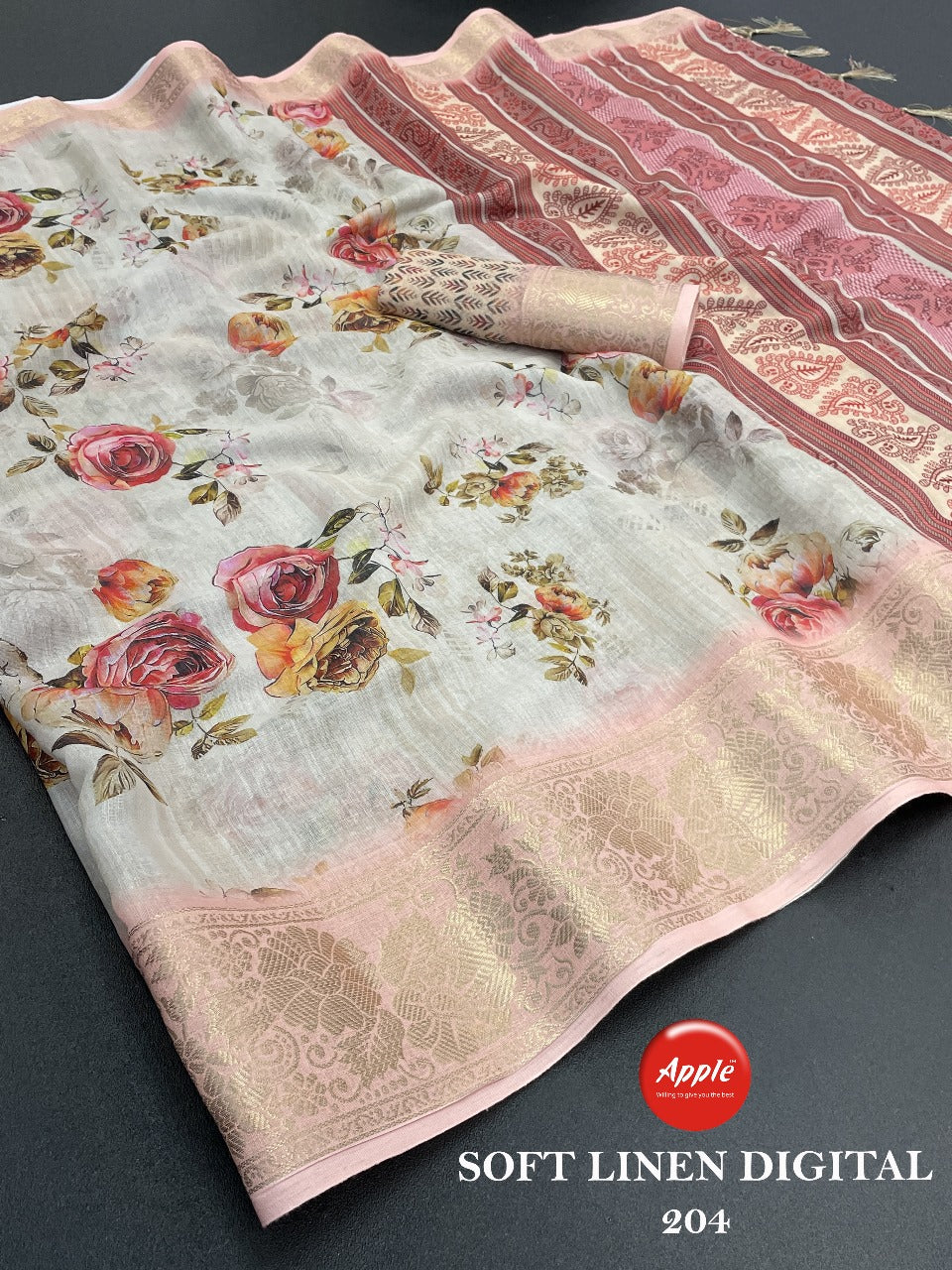 Soft Linen Digital Vol 2 Apple Sarees