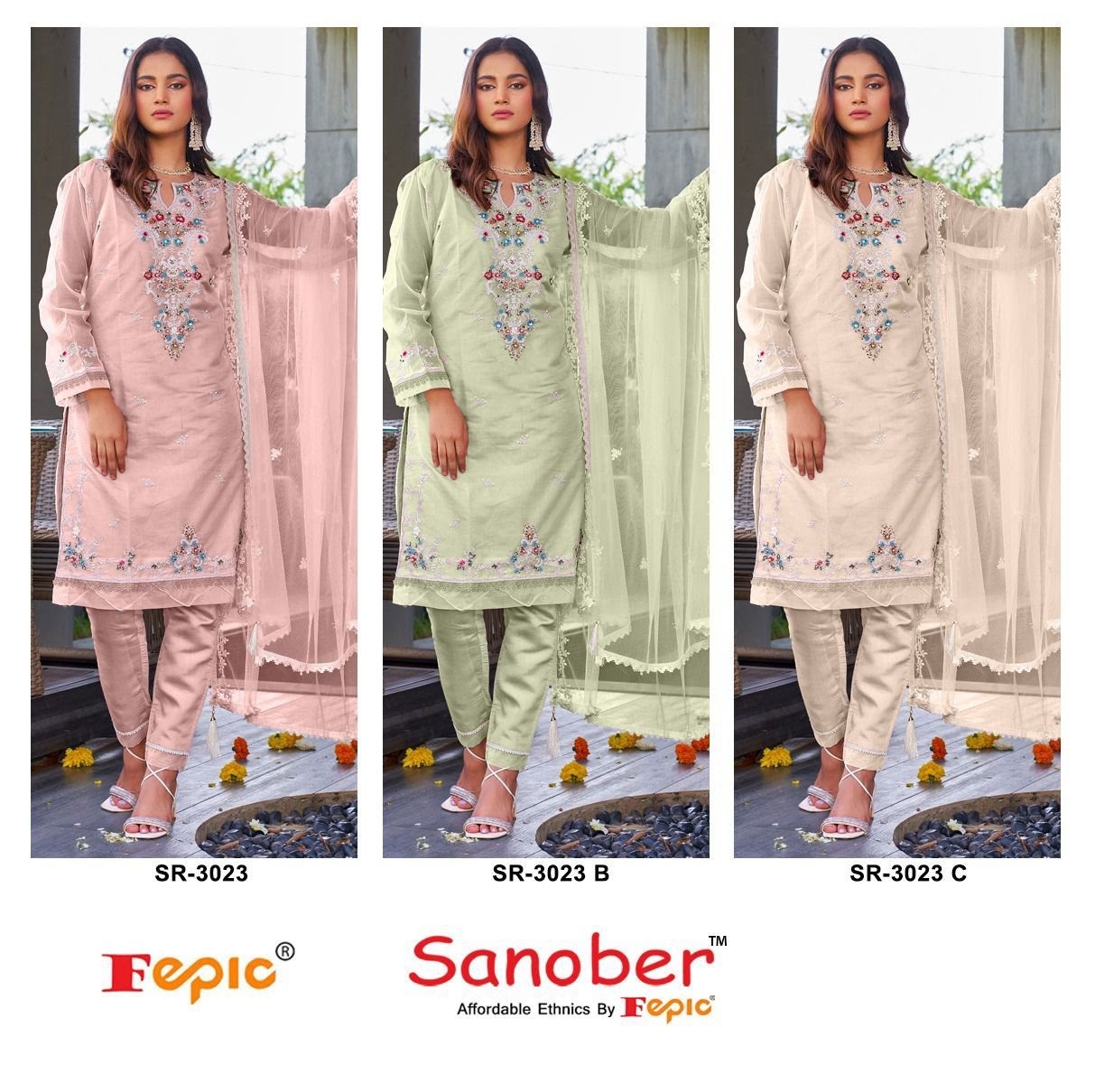 Sr 3023 Sanober Fepic Organza Pakistani Readymade Suits