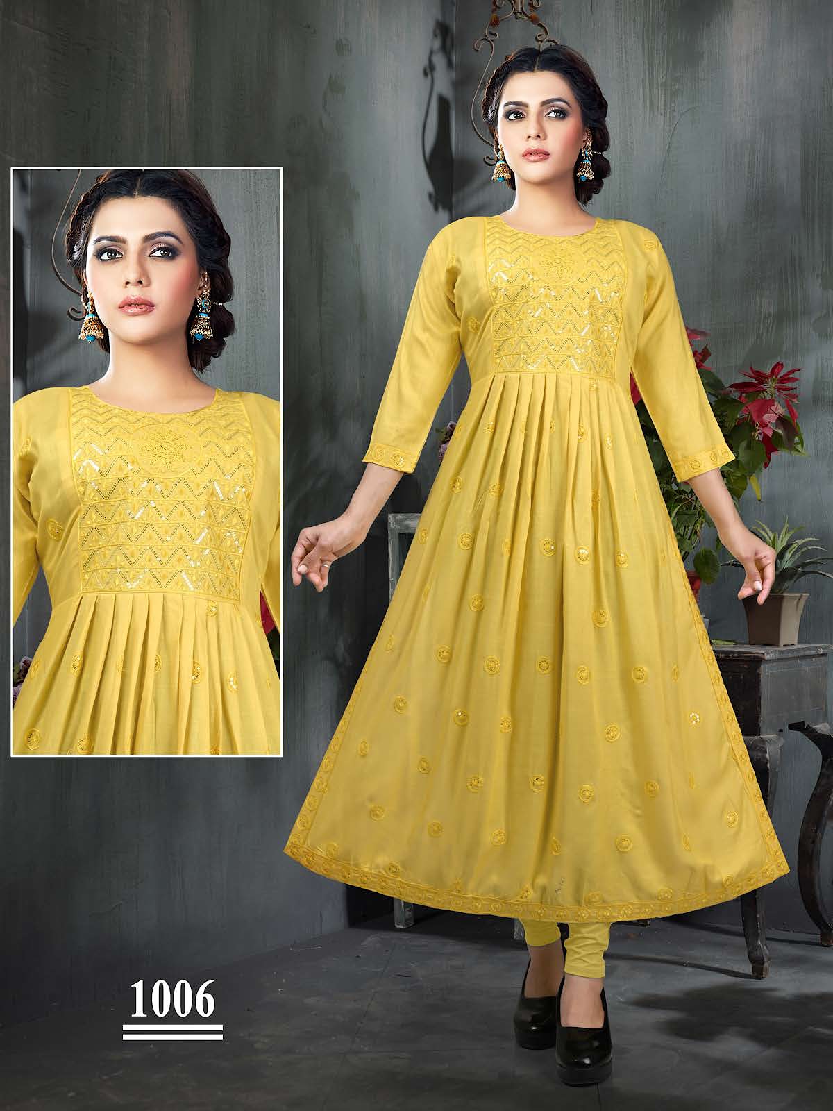 Stella Vol 1 Kavinay Two Tone Naira Cut Kurtis