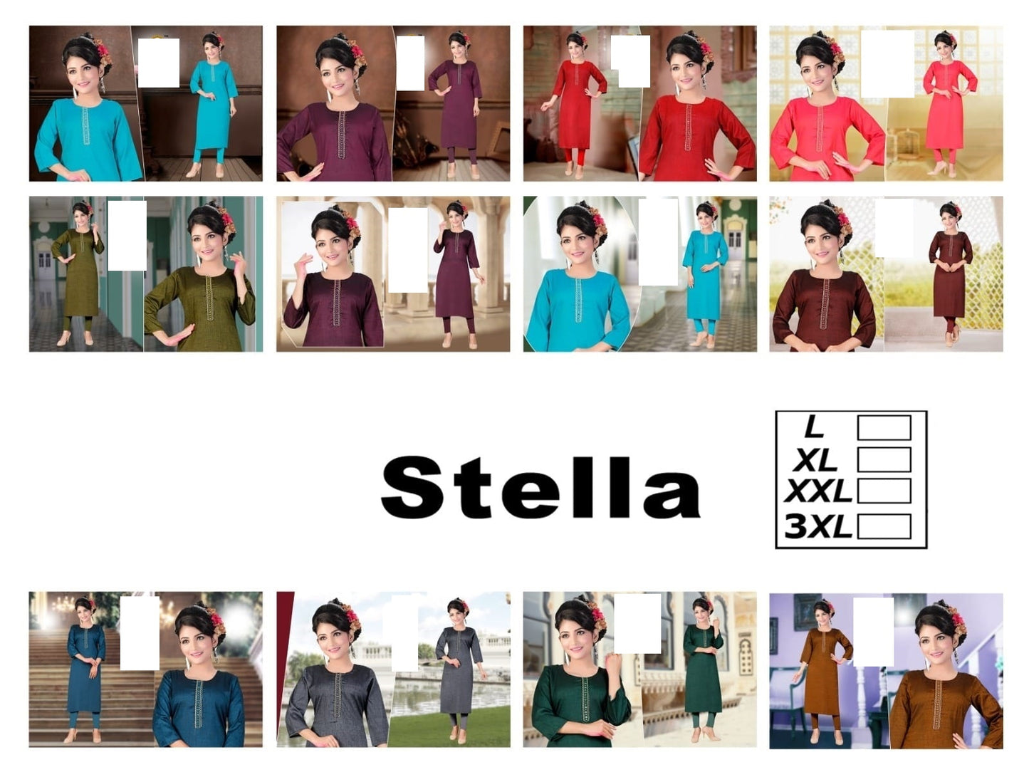 Stella Zoya Two Tone Straight Cut Kurtis