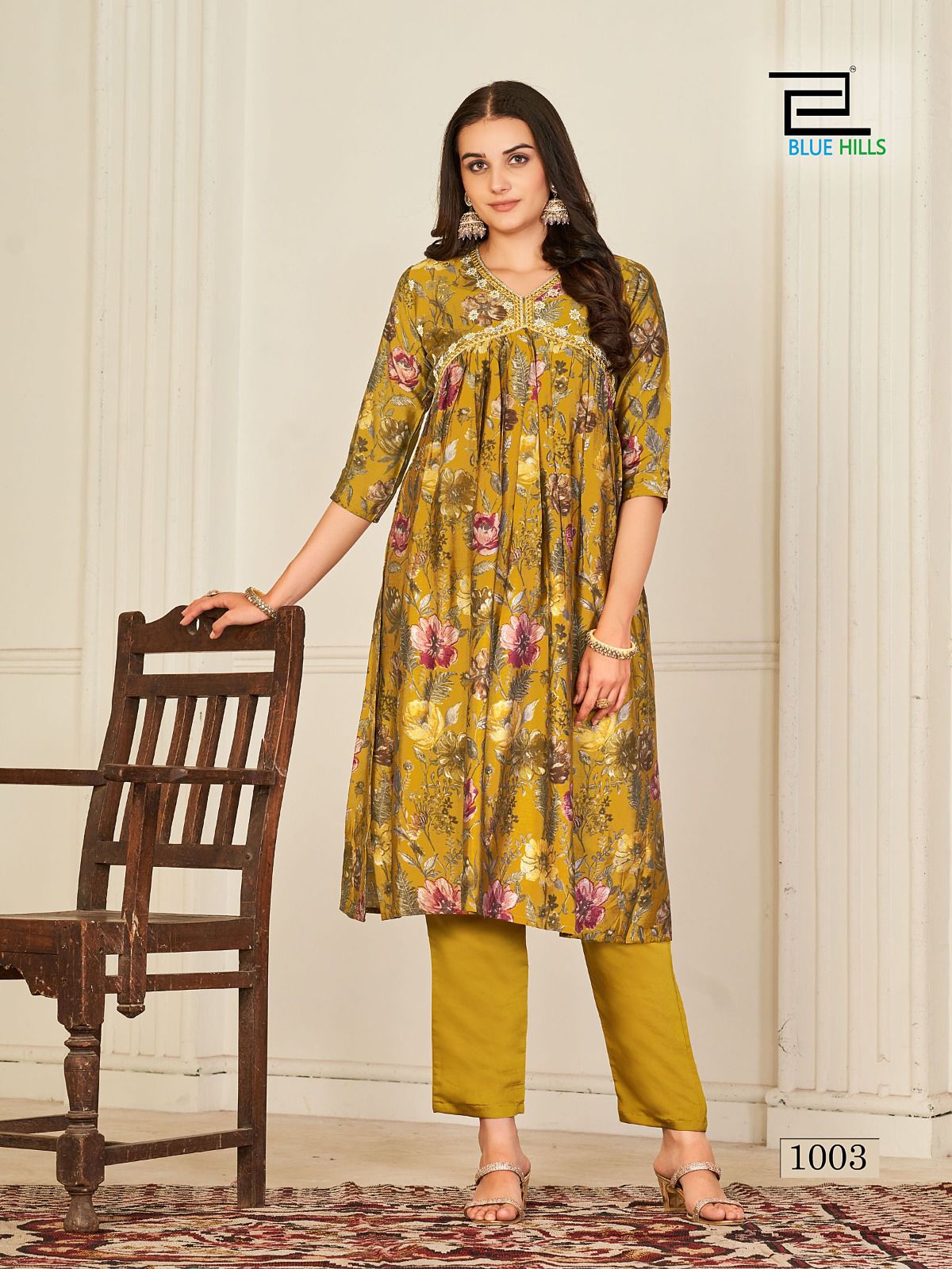 Suhana Blue Hills Modal Chanderi Kurti Pant Set