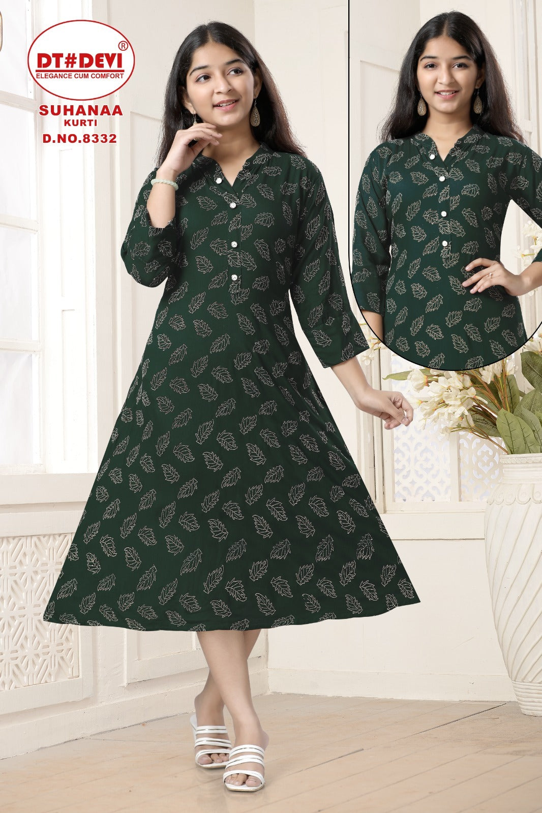 Suhanaaa-8332 Dt Devi Rayon Girls Anarkali Kurti