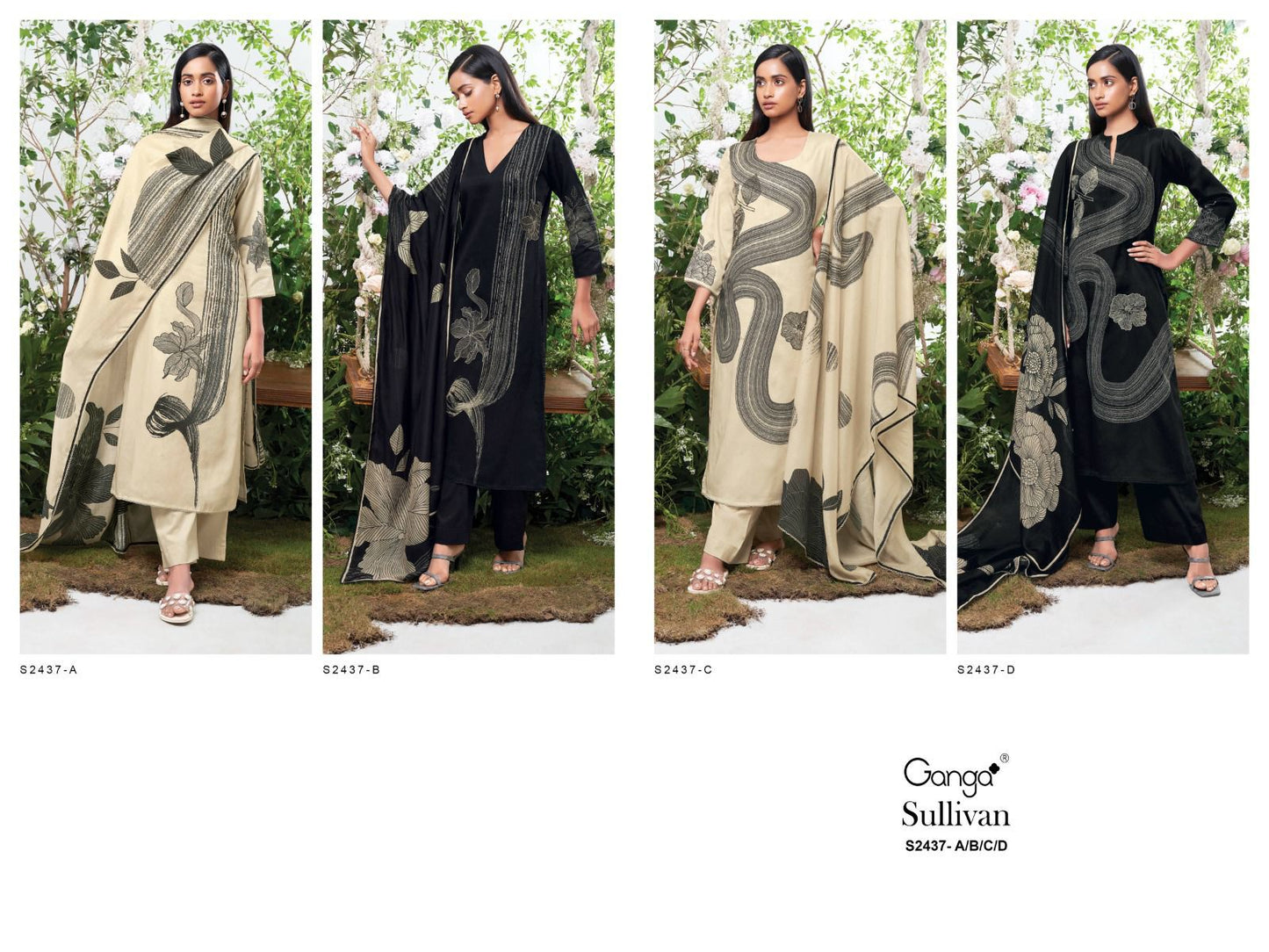 Sullivan 2437 Ganga Cotton Silk Plazzo Style Suits