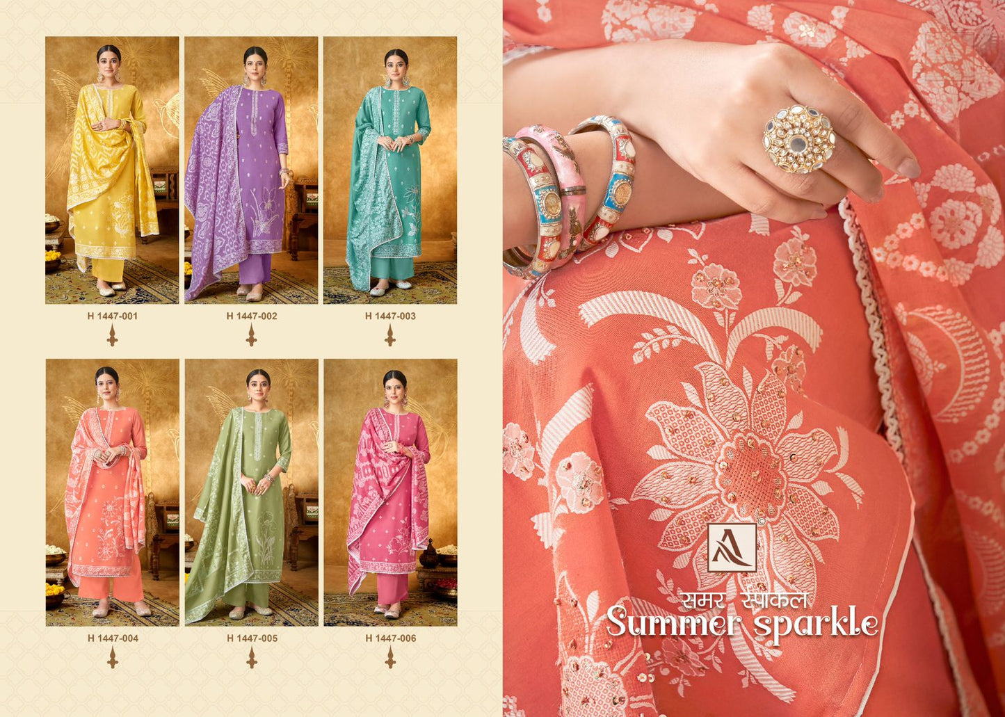 Summer Sparkle Alok Cotton Jacquard Plazzo Style Suits