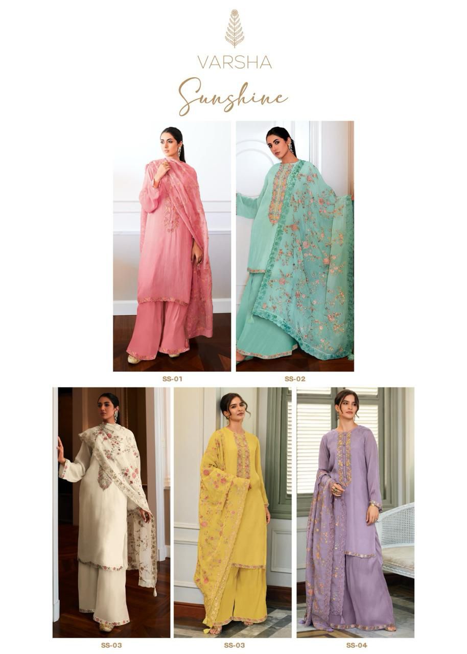 Sunshine Varsha Fashions Muslin Plazzo Style Suits