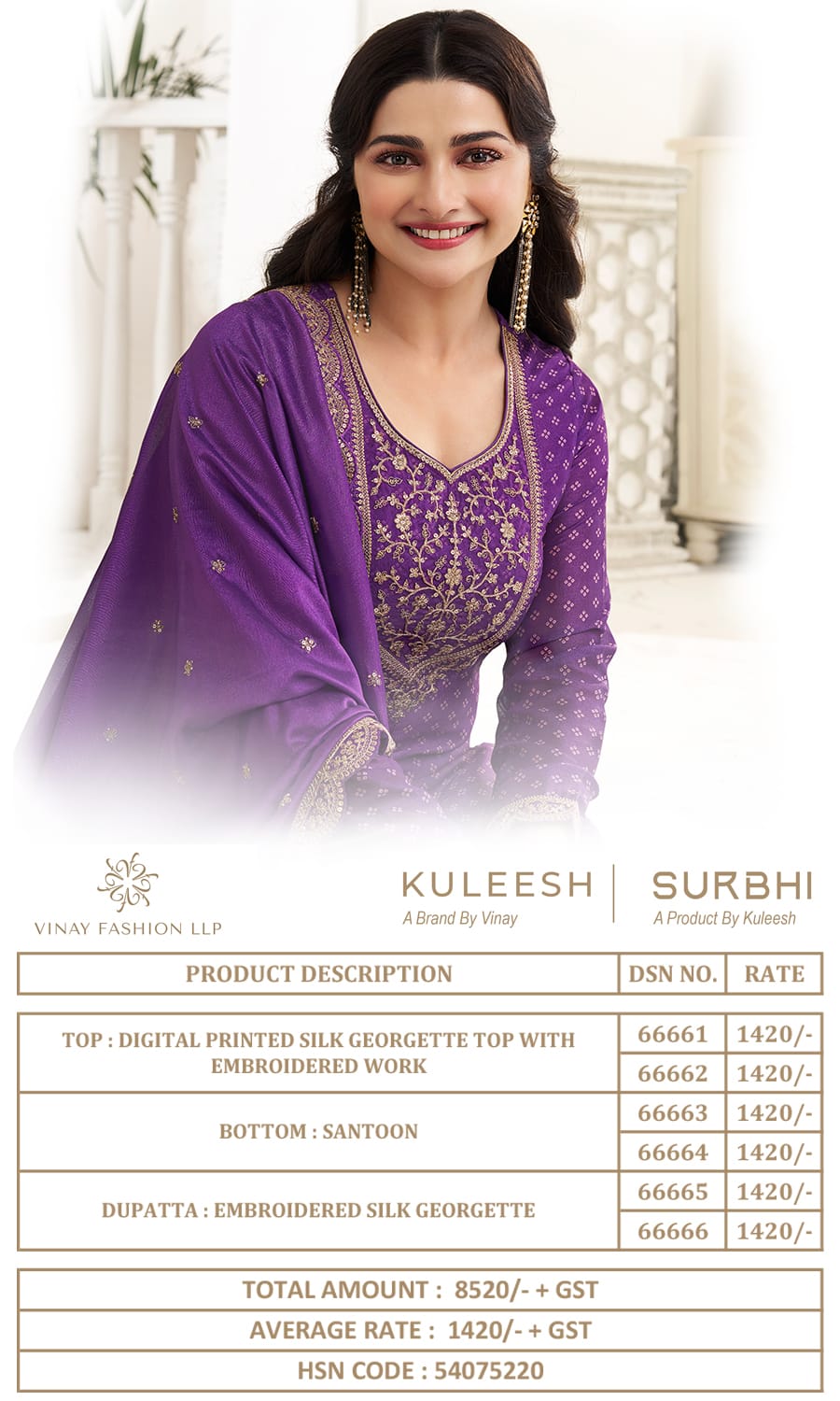 Surbhi-Kuleesh Vinay Fashion Llp Silk Georgette Pant Style Suits
