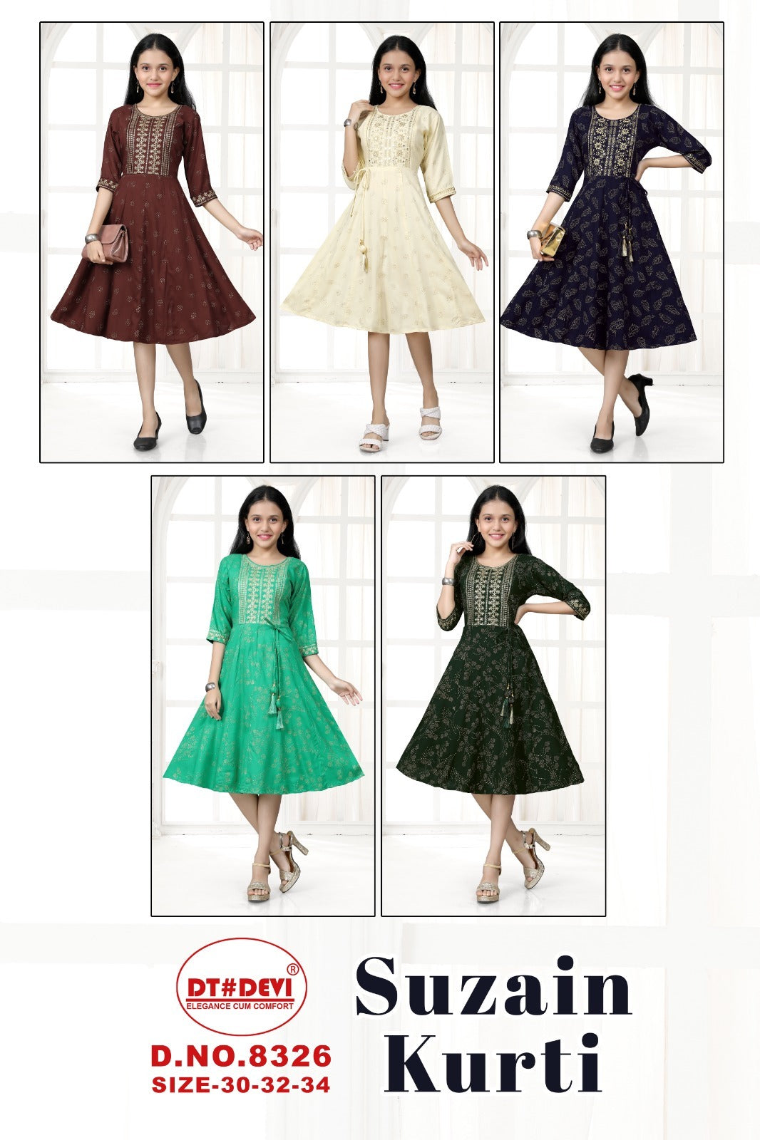 Suzain-8326 Dt Devi Rayon Girls Anarkali Kurti