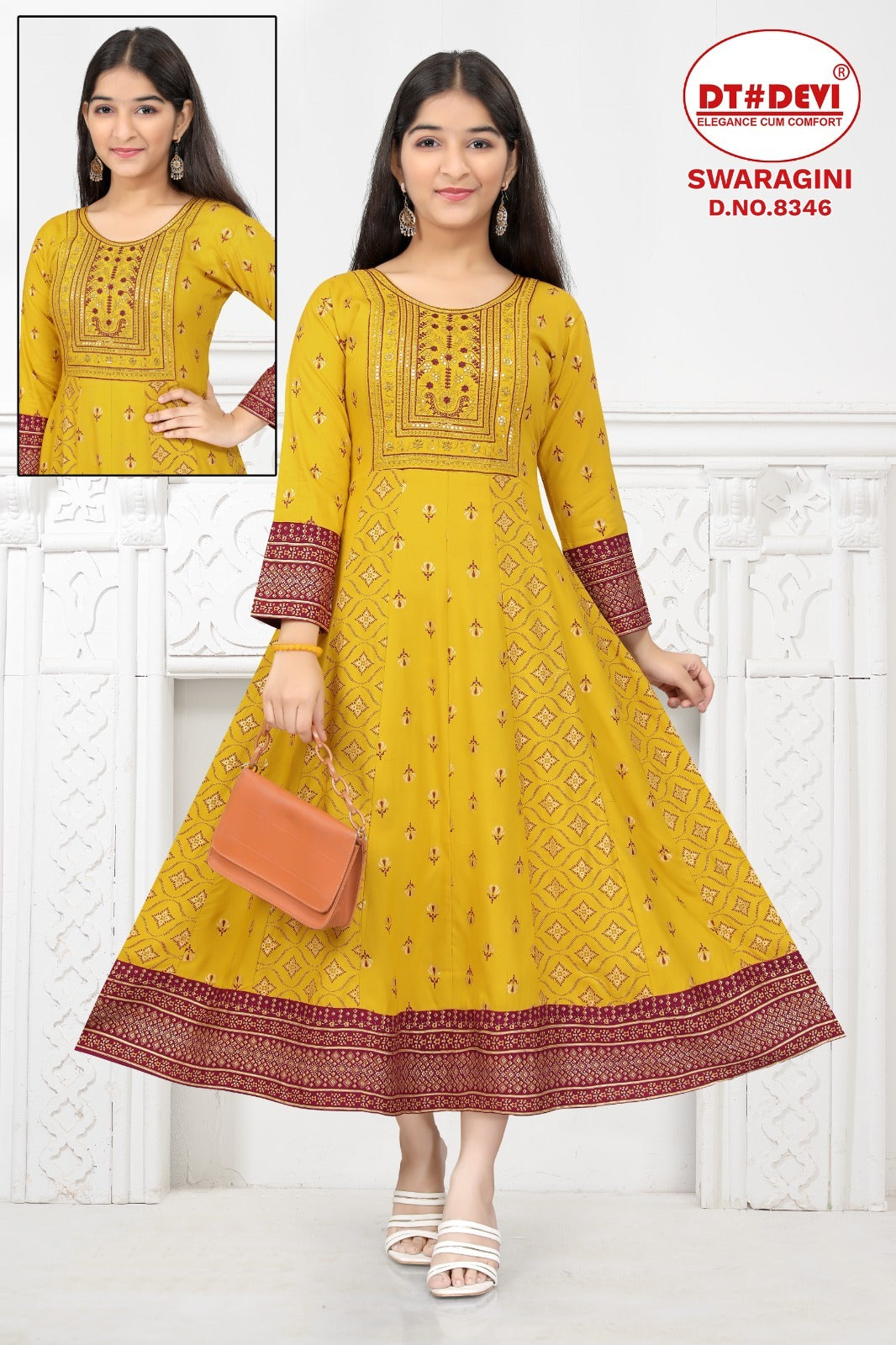 Swaragini-8346 Dt Devi Reyon Girls Anarkali Kurti
