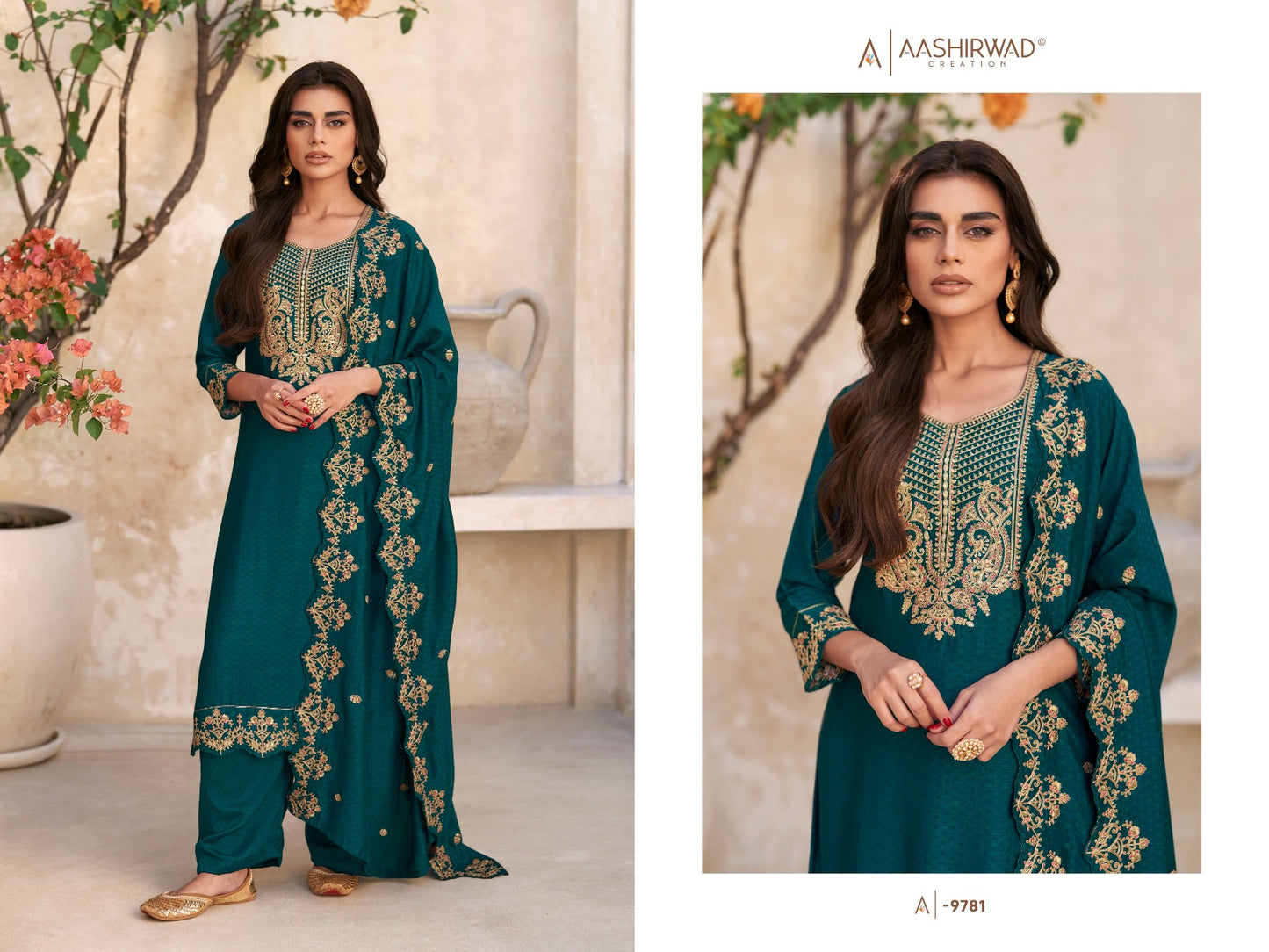 Swaraj Aashirwad Creation Silk Plazzo Style Suits