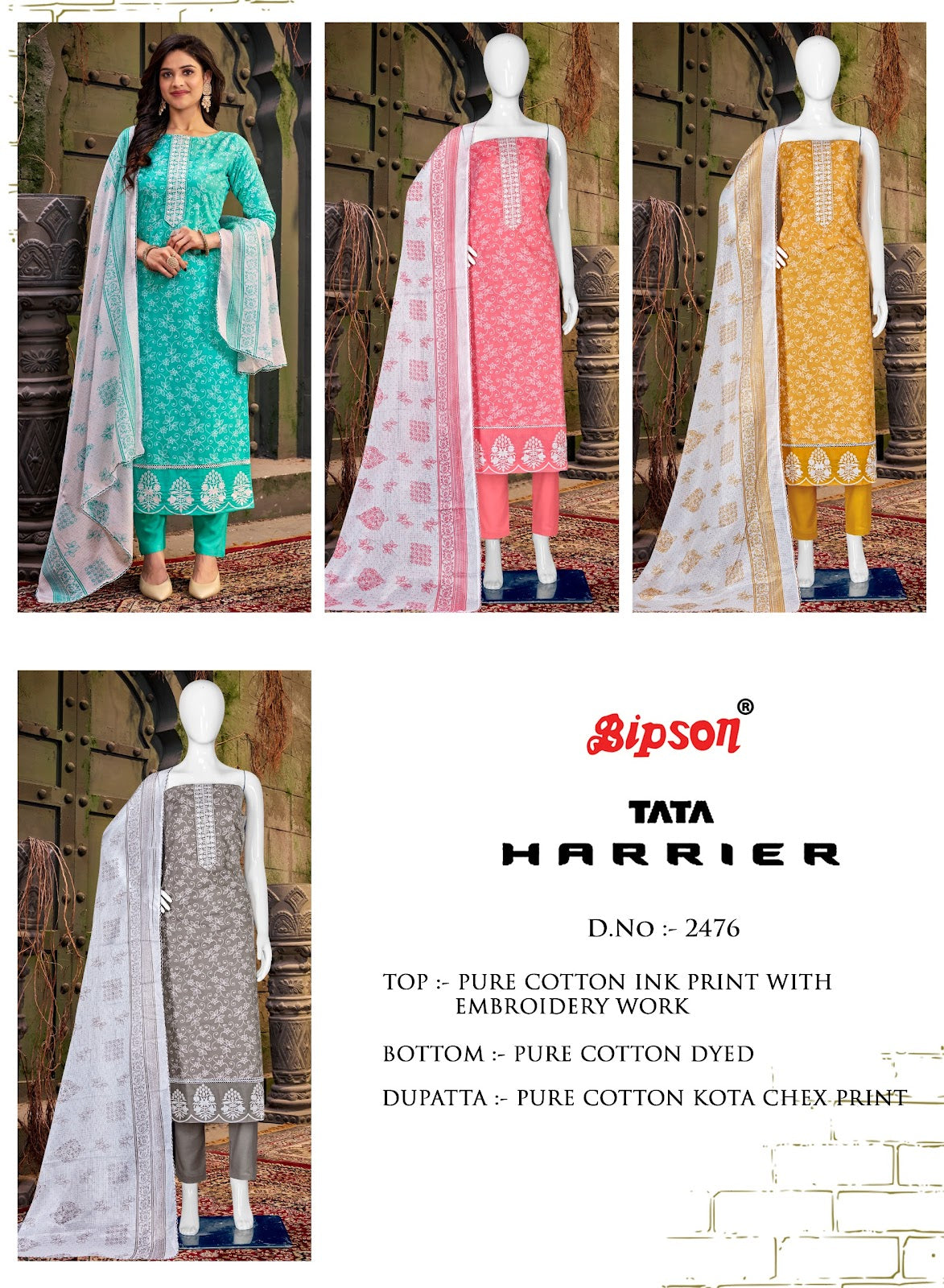Tata Harrier-2476 Bipson Prints Cotton Pant Style Suits