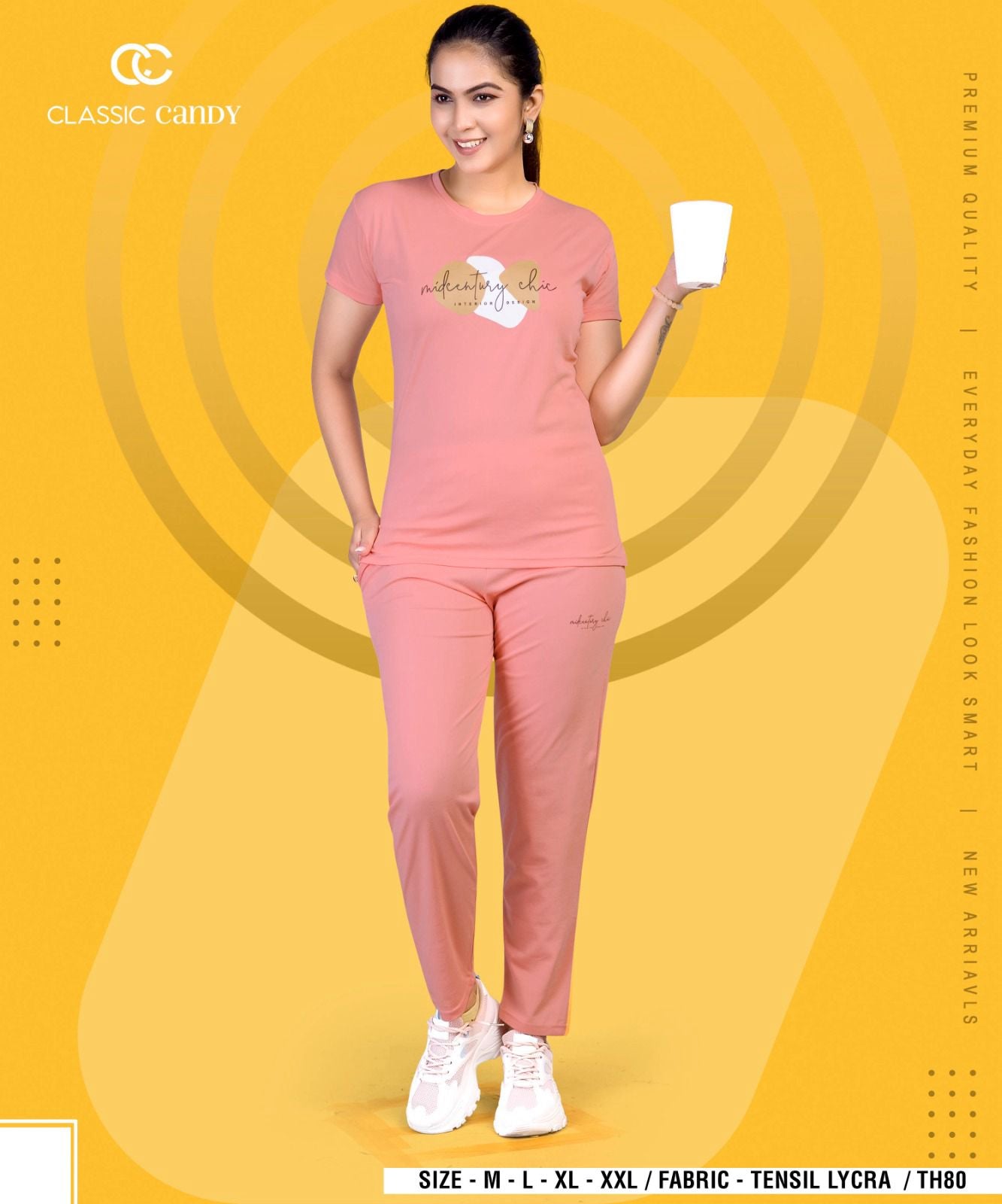 Th-80 Classic Candy Lycra Tencil Pyjama Night Suits