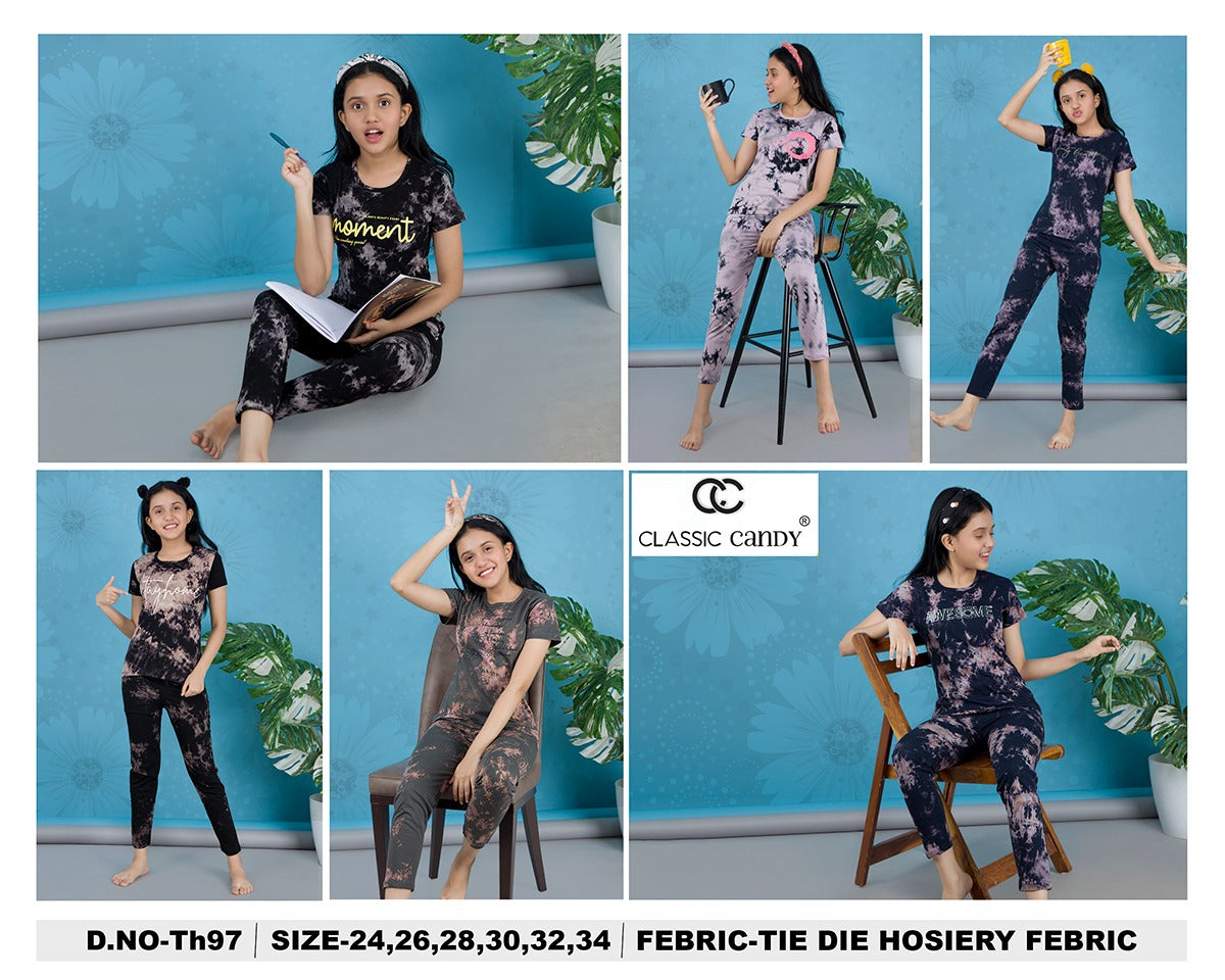 Th-97 Classic Candy Tie Dye Girls Pant Set