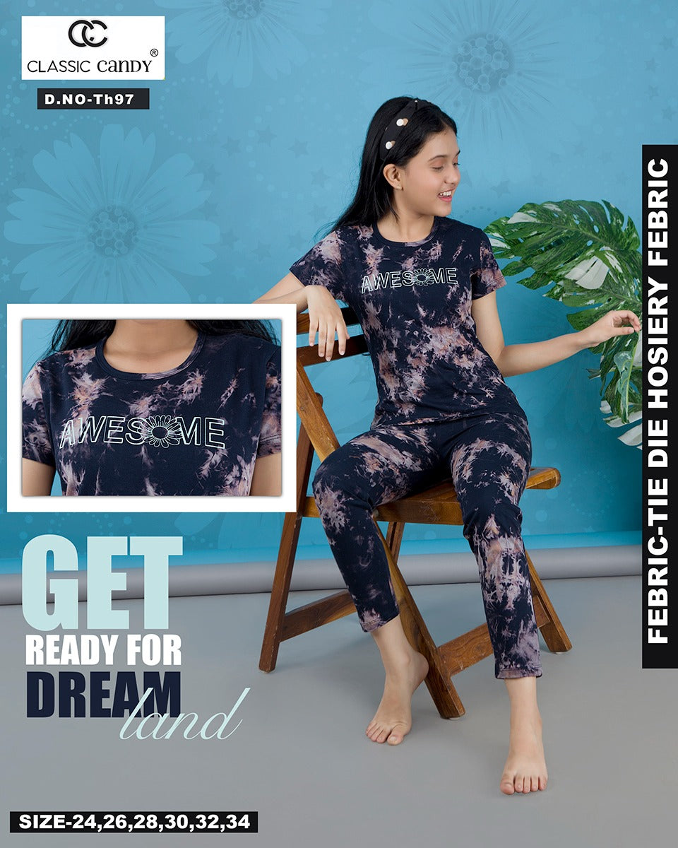 Th-97 Classic Candy Tie Dye Girls Pant Set