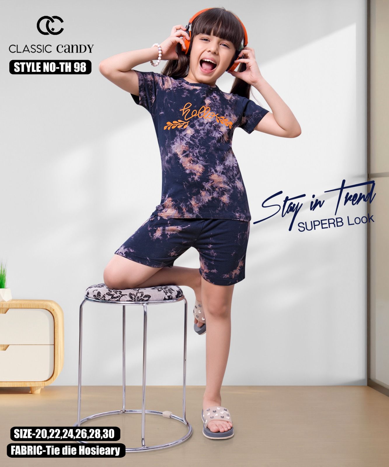 Th-98 Classic Candy Tie Dye Girls Night Suits