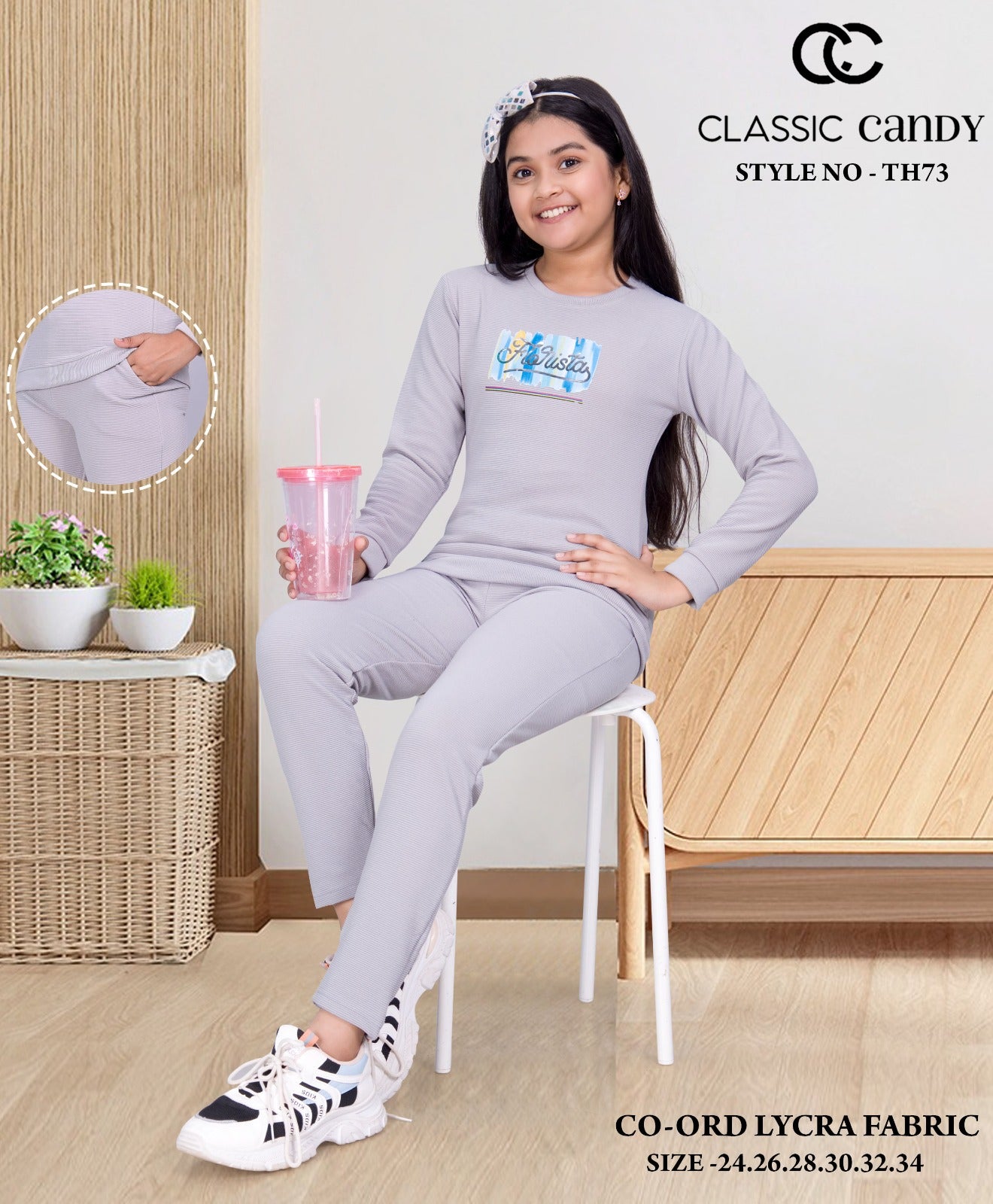 Th 73 Classic Candy Lycra Girls Co Ord Set