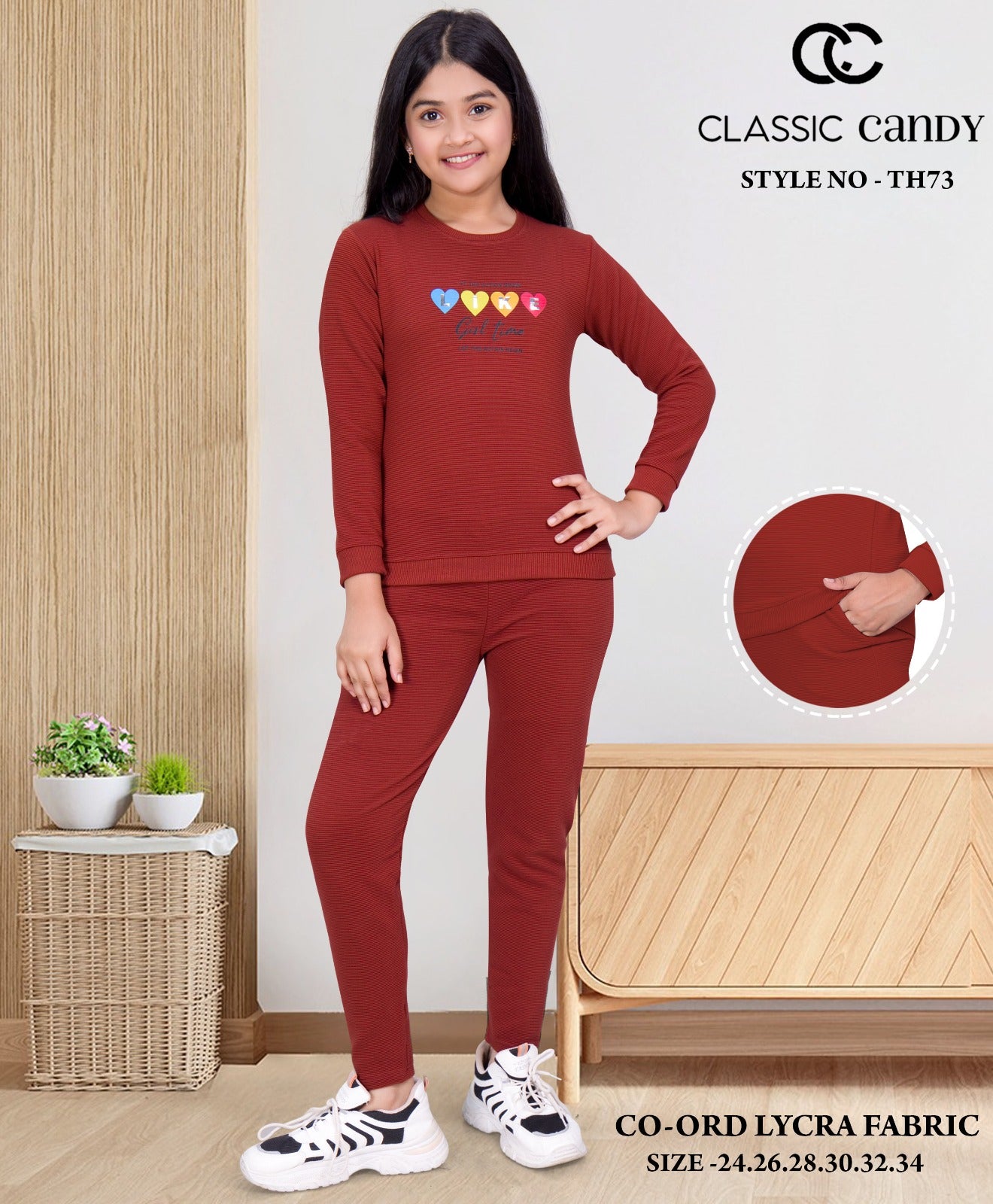 Th 73 Classic Candy Lycra Girls Co Ord Set
