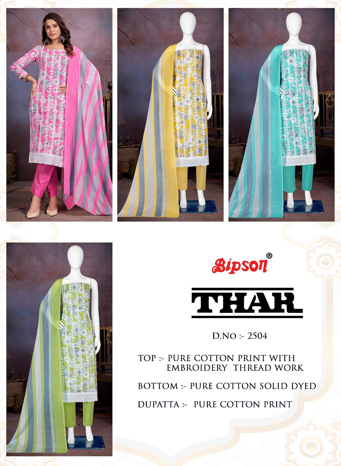 Thar 2504 Bipson Prints Cotton Pant Style Suits