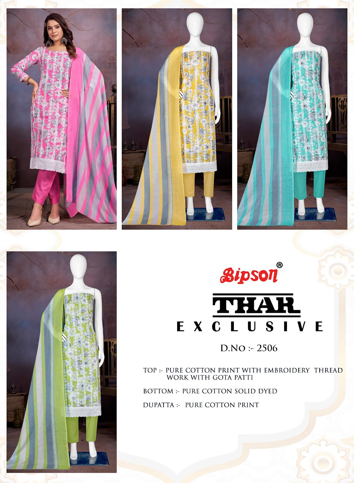 Thar Exclusive 2506 Bipson Prints Cotton Pant Style Suits