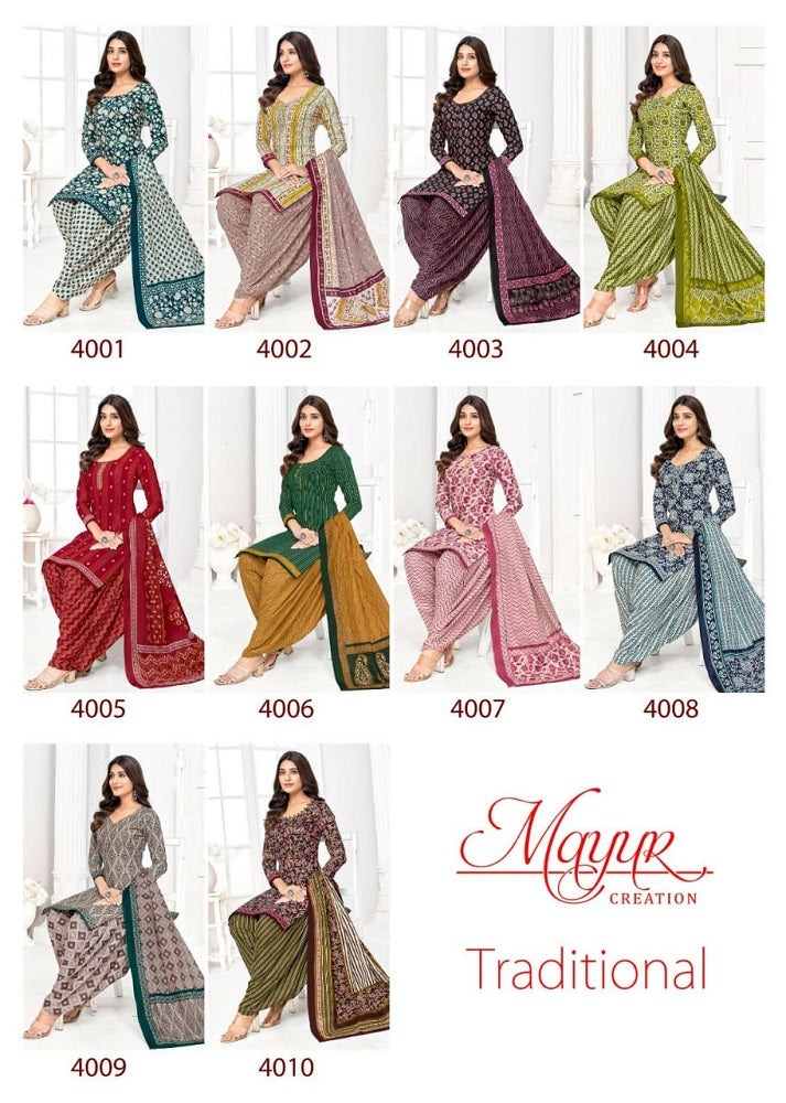 Traditional Vol 4 Mayur Creation Cotton Dress Material