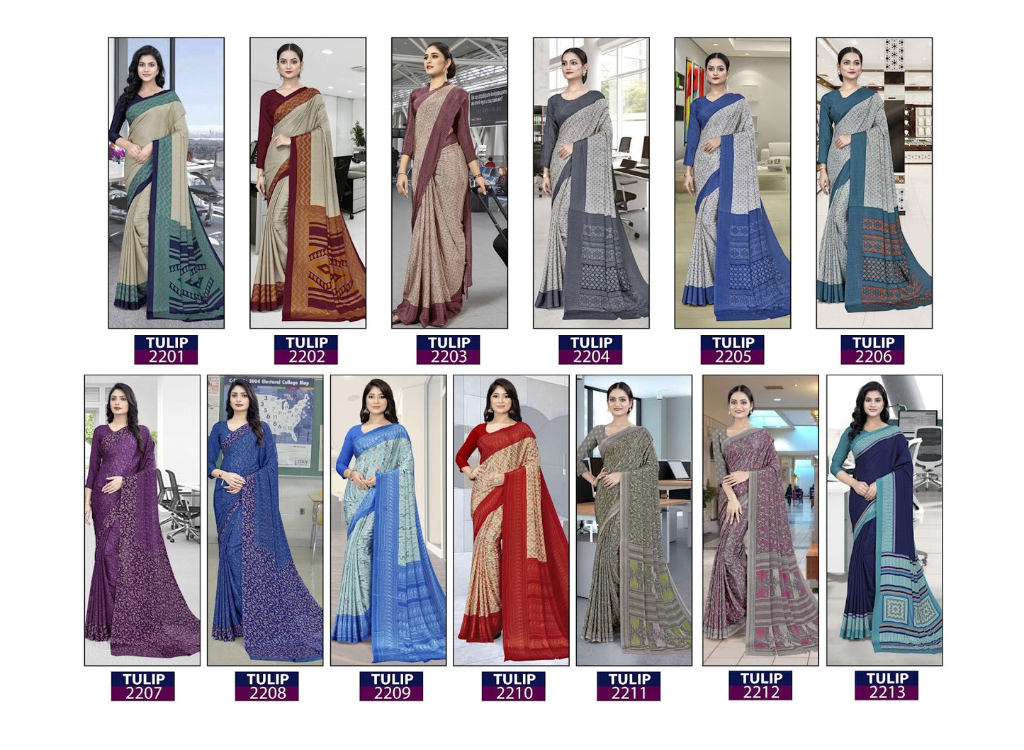 Tulip Bansi Fashion Crape Uniform Sarees