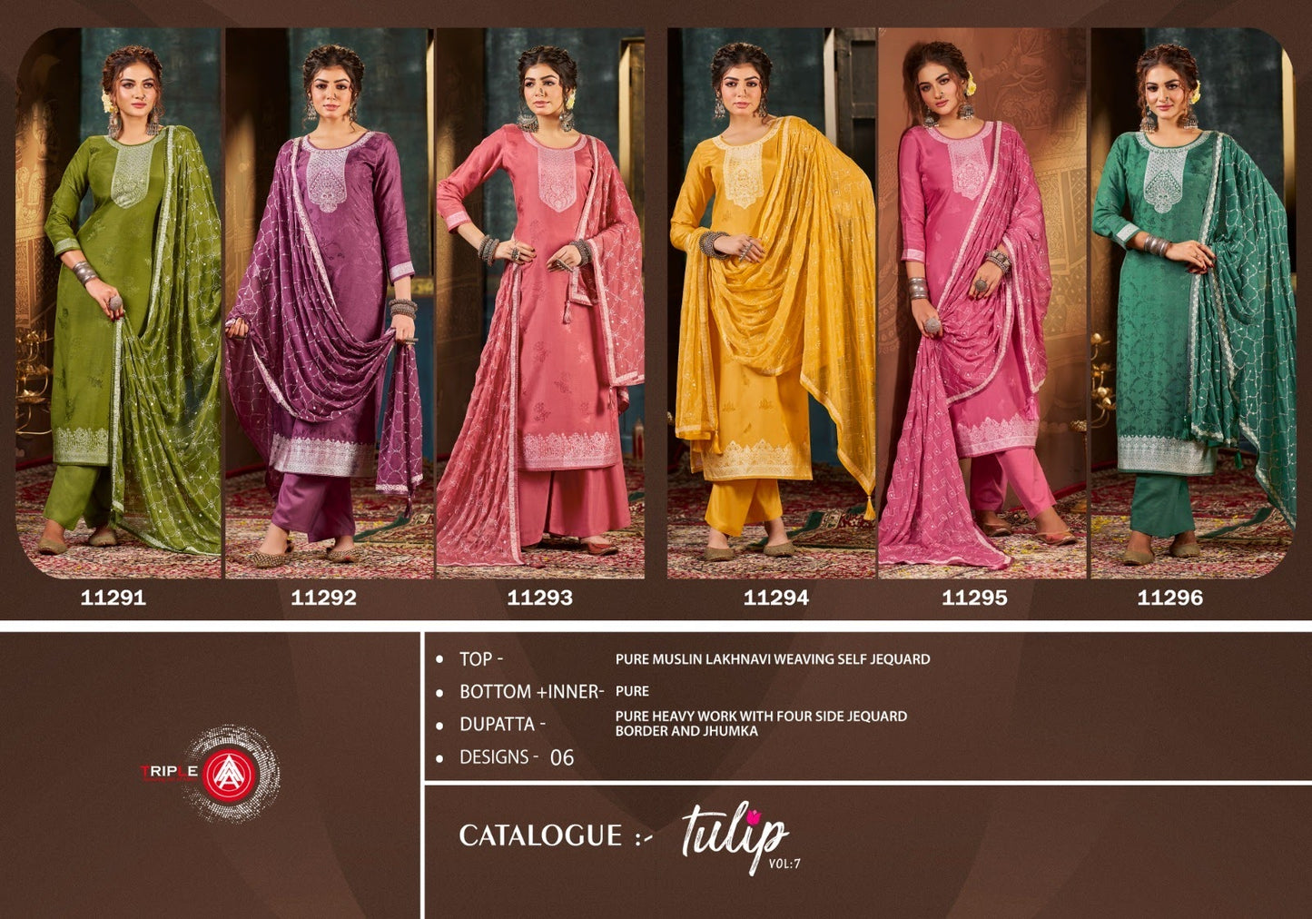 Tulip Vol 7 Triple Aaa Muslin Plazzo Style Suits