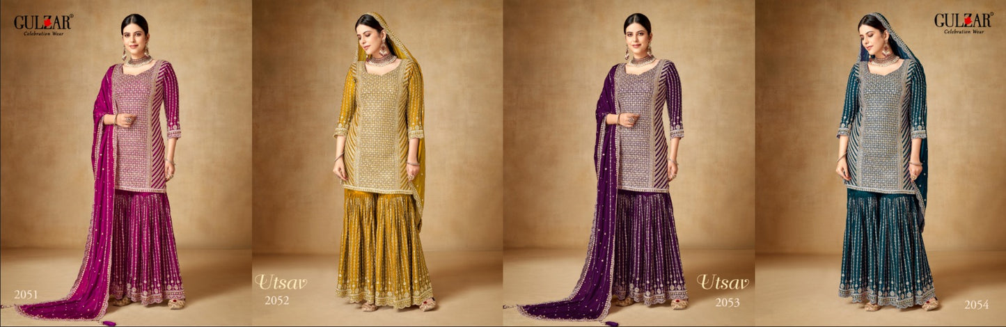 Utsav Gulzar Chinon Readymade Sharara Suits