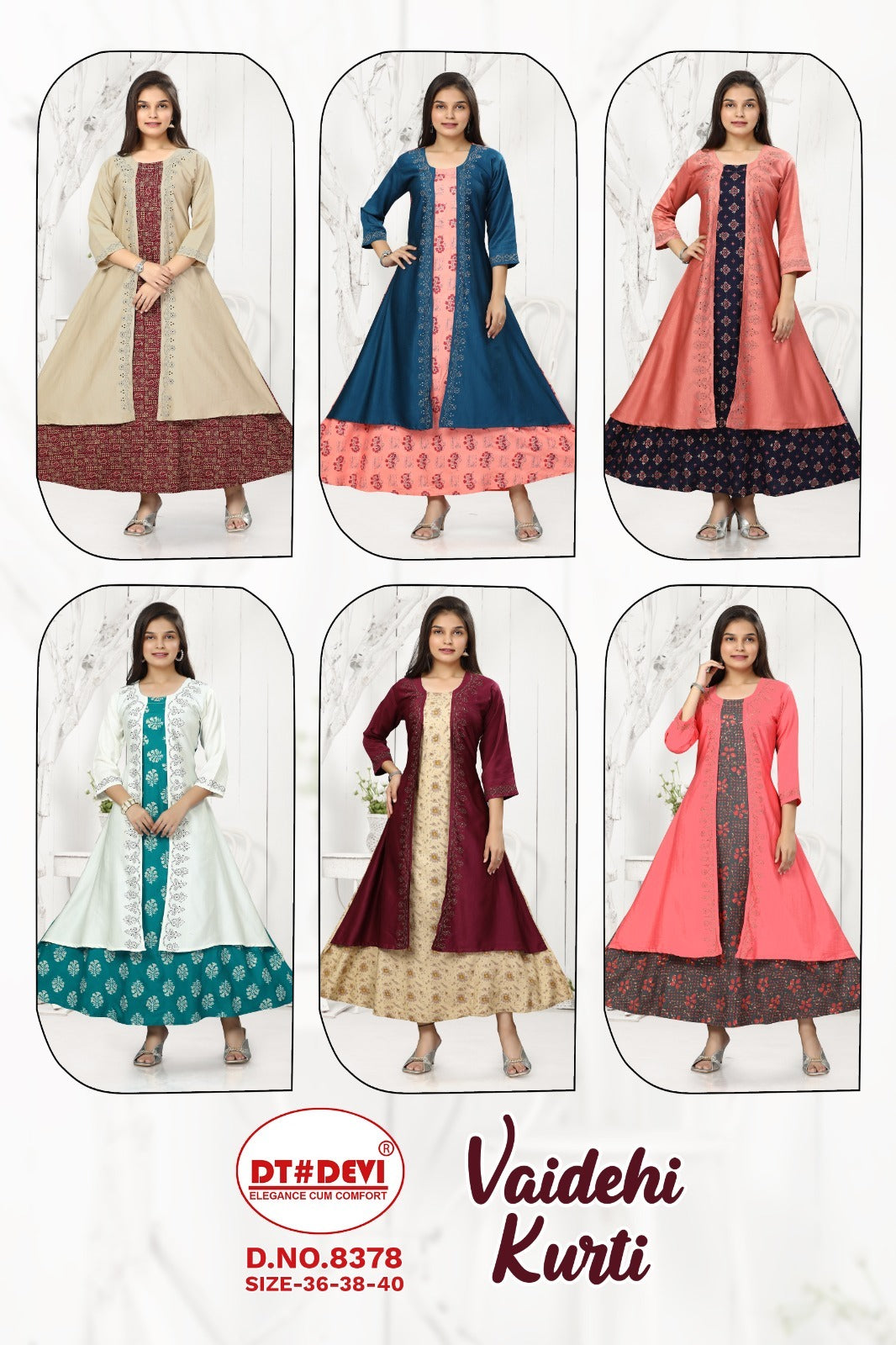 Vaidehi-8378 Dt Devi Rayon Girls Anarkali Kurti