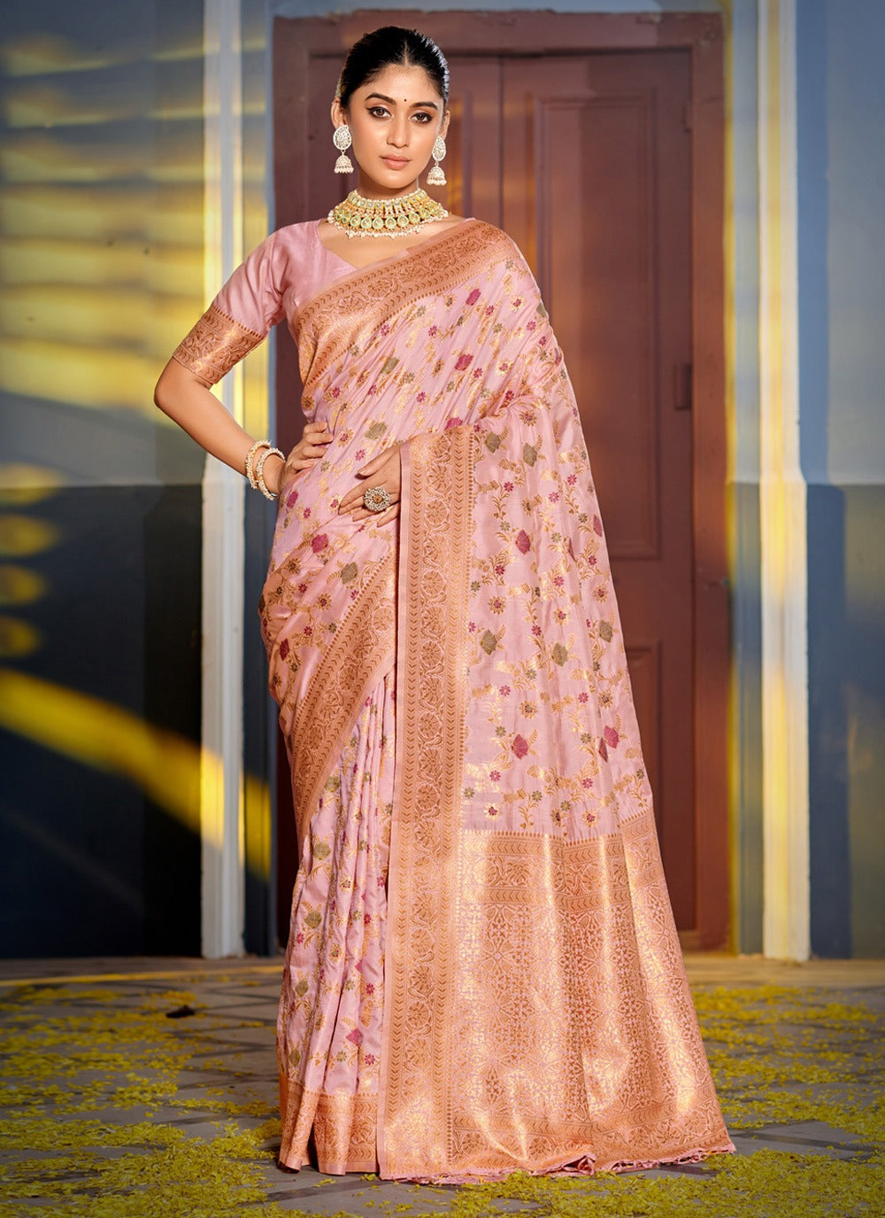 Vastukala Sangam Prints Banarasi Silk Sarees