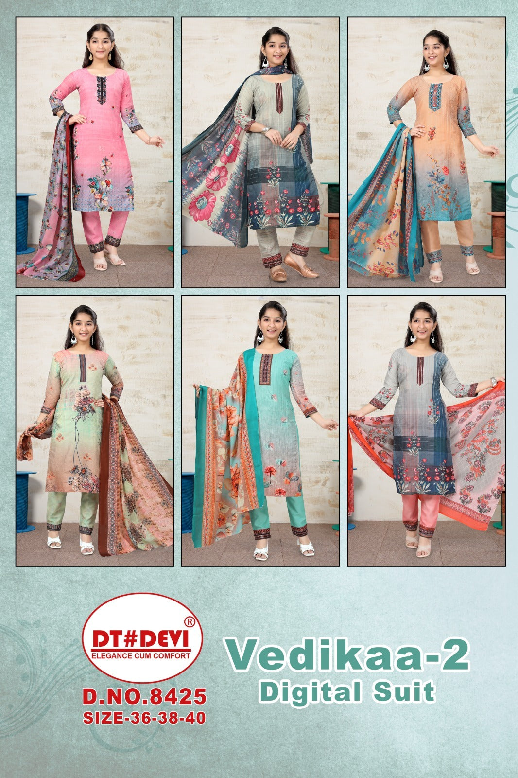 Vedikaa 2 8425 Dt Devi Muslin Readymade Pant Style Suits