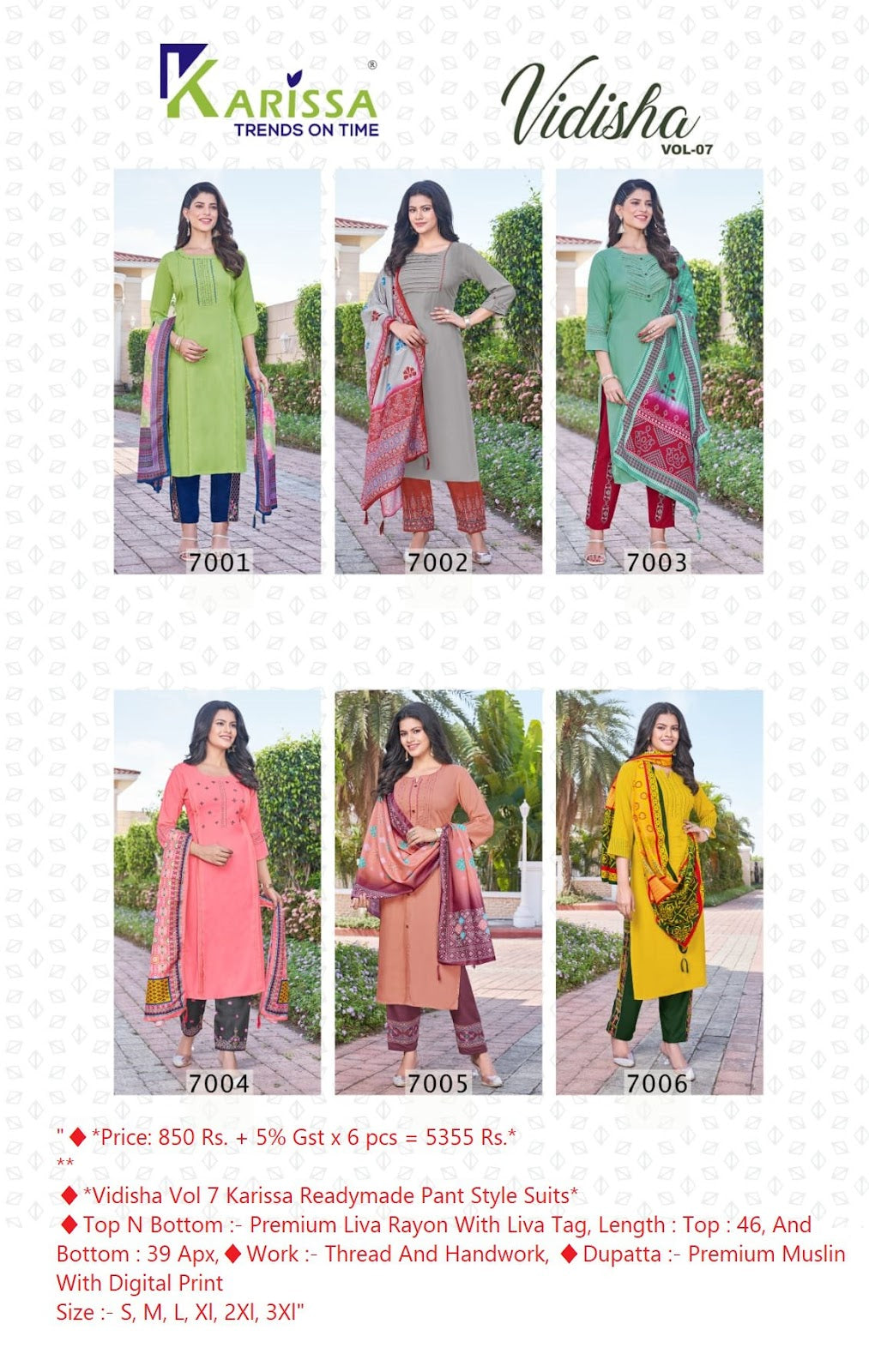 Vidisha Vol 7 Karissa Rayon Readymade Pant Style Suits