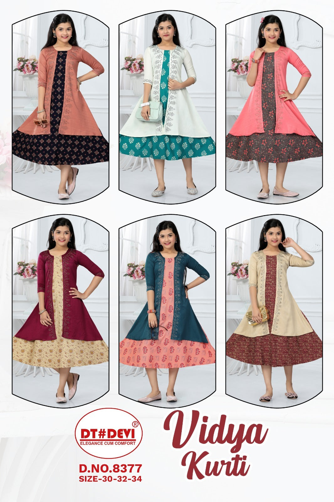 Vidya-8377 Dt Devi Rayon Girls Anarkali Kurti