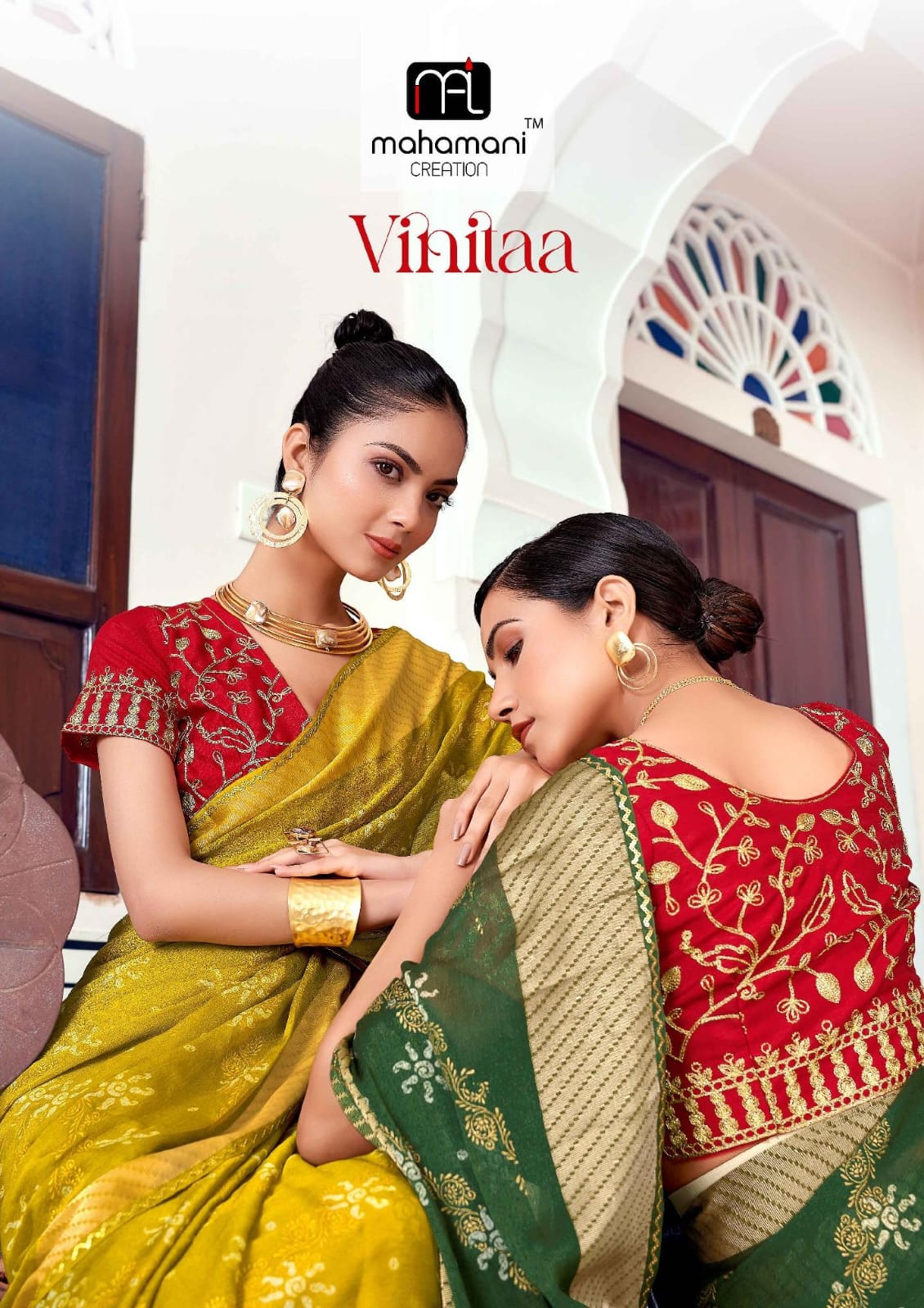 Vinitaa Mahamani Creation Dull Moss Sarees