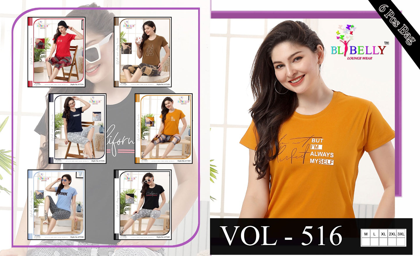 Vol-516 Belly Hosiery Sinker Capri Night Suits