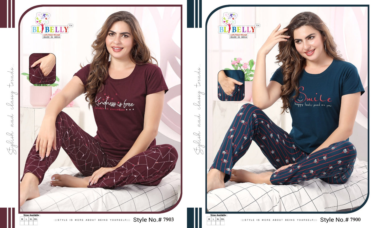 Vol-517 Belly Hosiery Sinker Pyjama Night Suits
