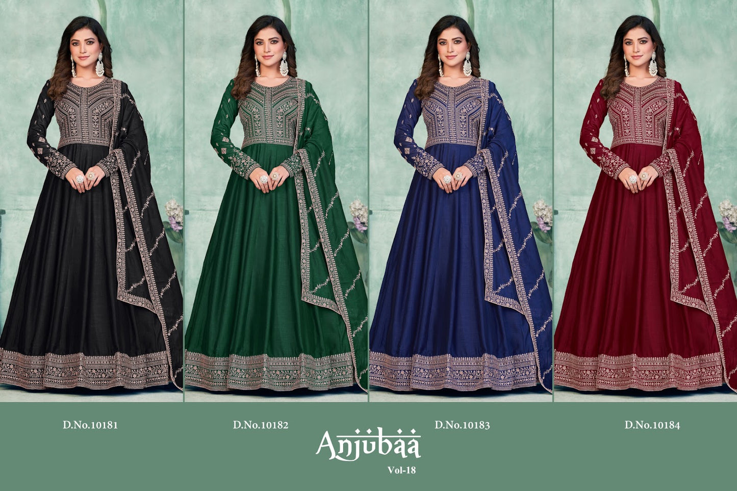 Vol 18 Anjubaa Silk Anarkali Salwar Suits