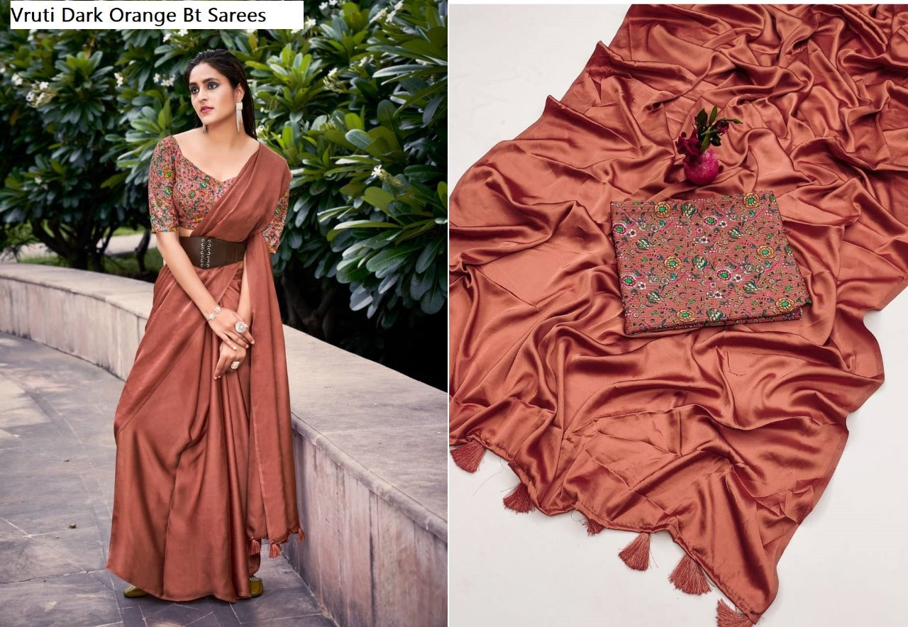 Vruti Bt Satin Silk Sarees