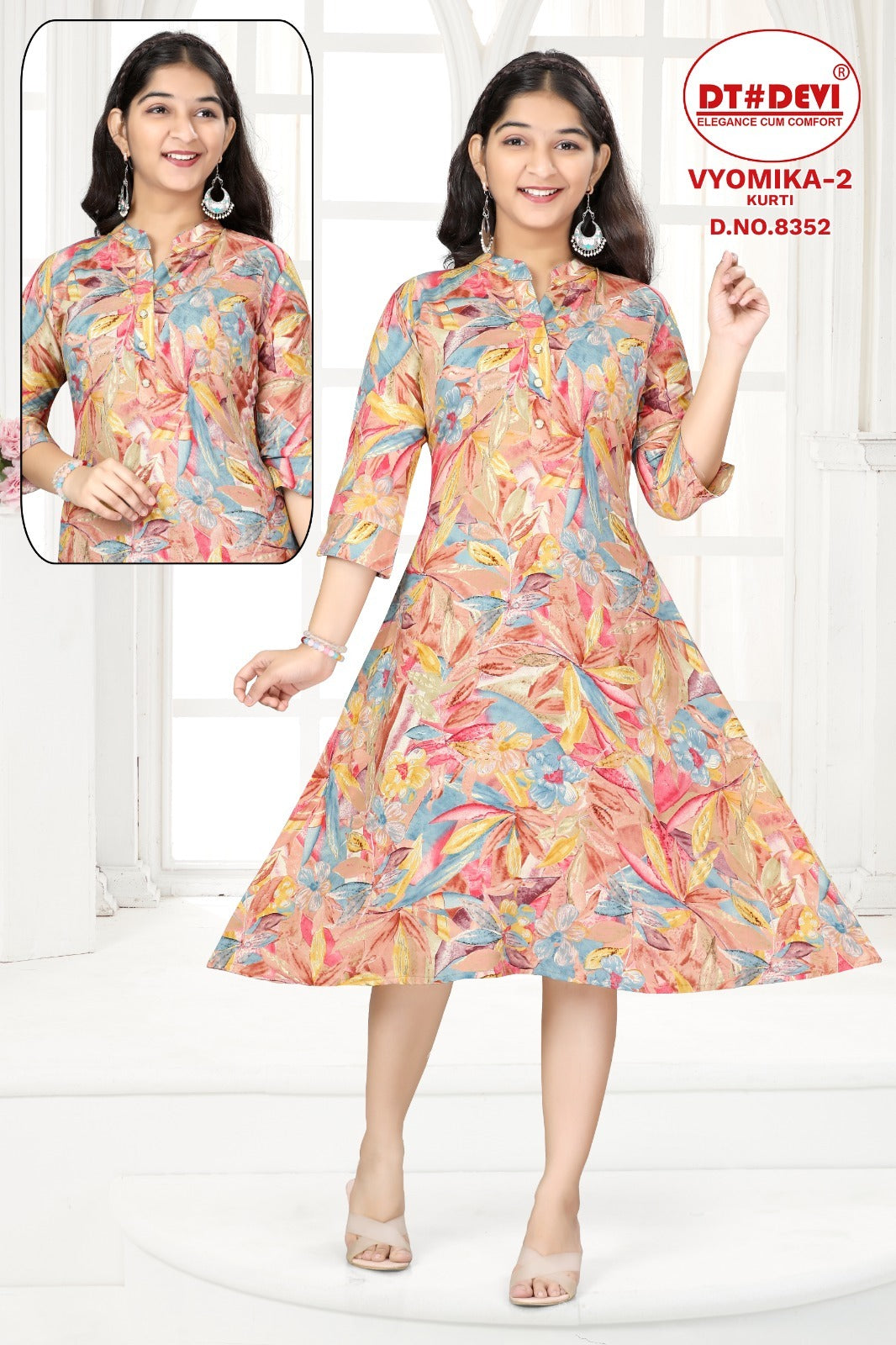 Vyomika-2-8352 Dt Devi Reyon Girls Anarkali Kurti